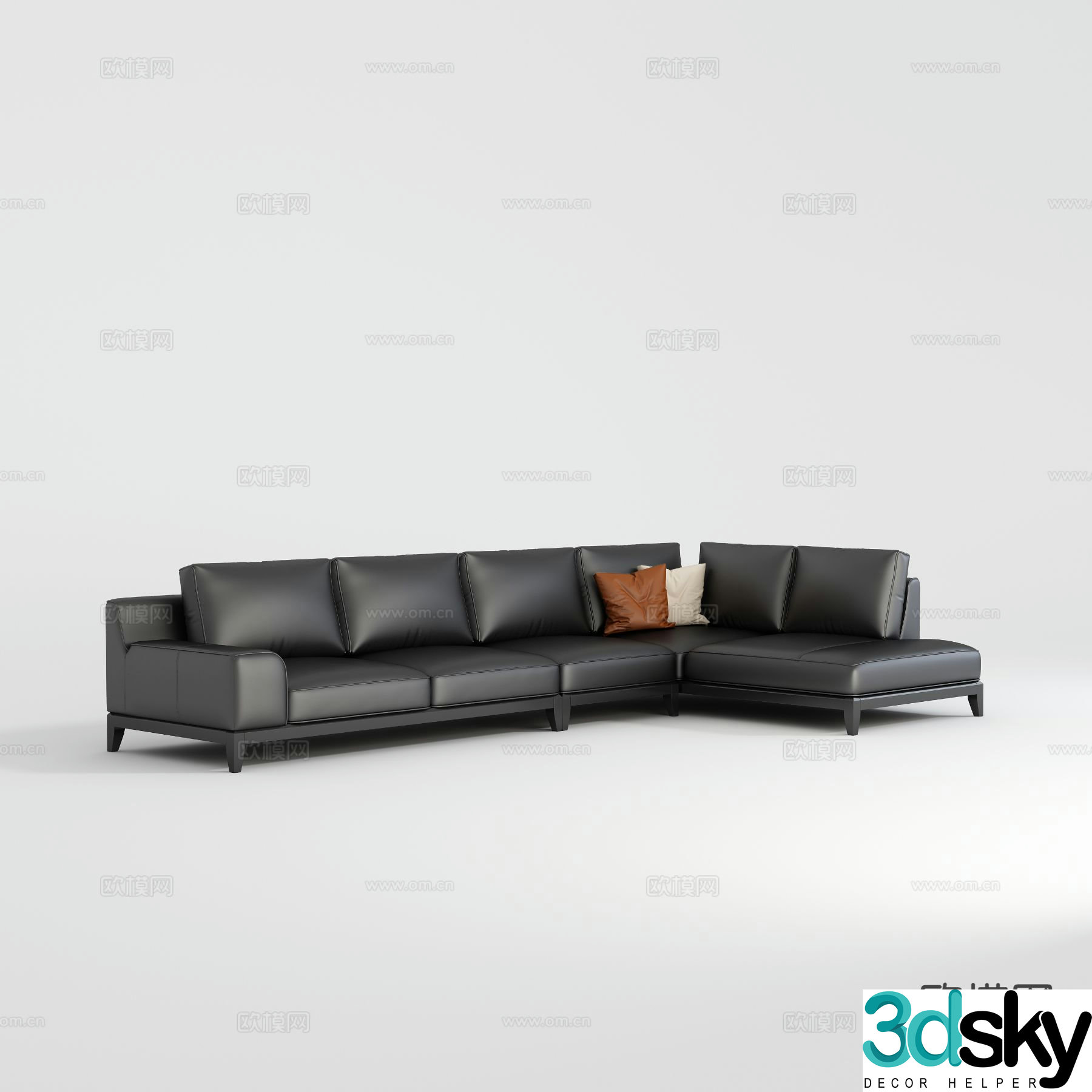 Italian corner sofa leather sofa 3d model