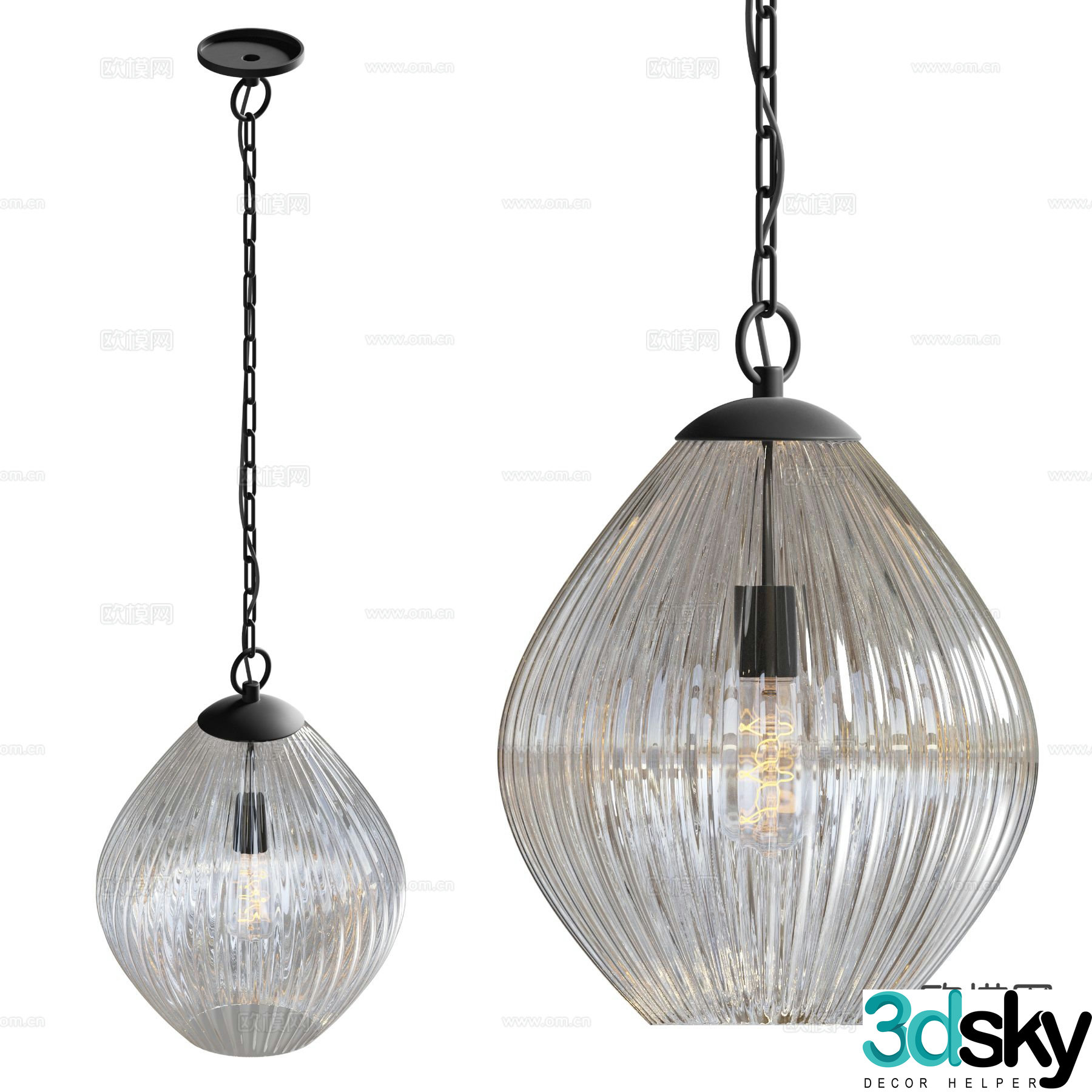 Modern glass chandelier 3d model