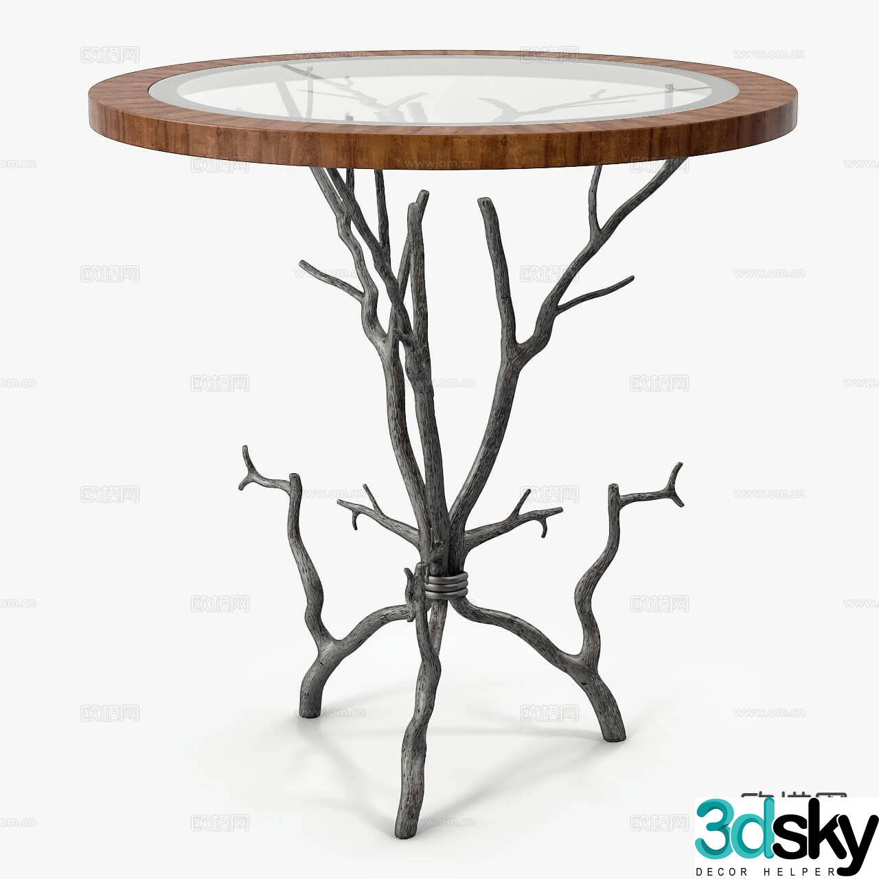 Medieval style round table side table table table 3D model
