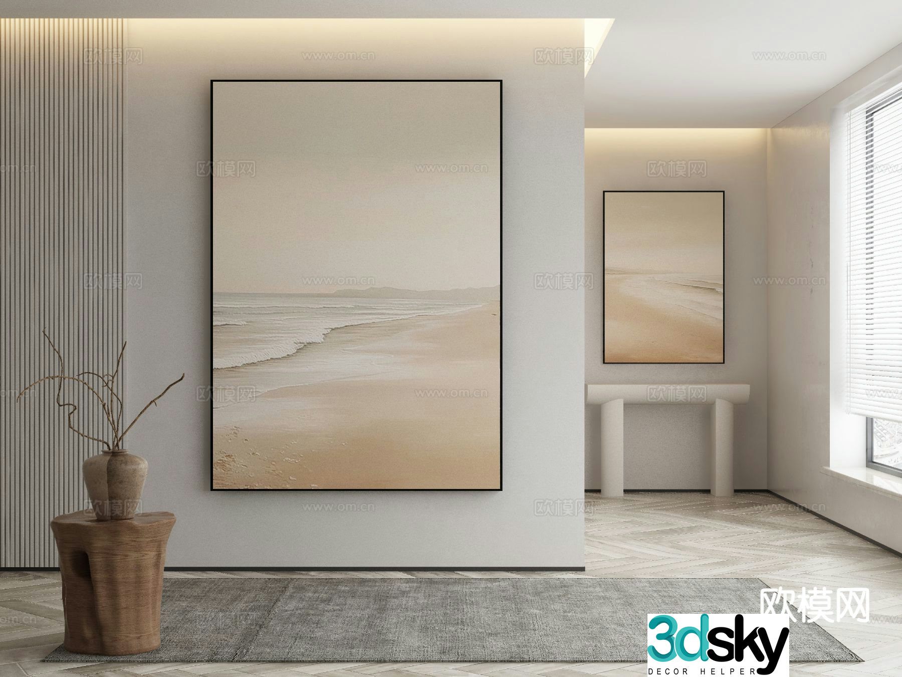 Modern decorative painting abstract painting 3d model