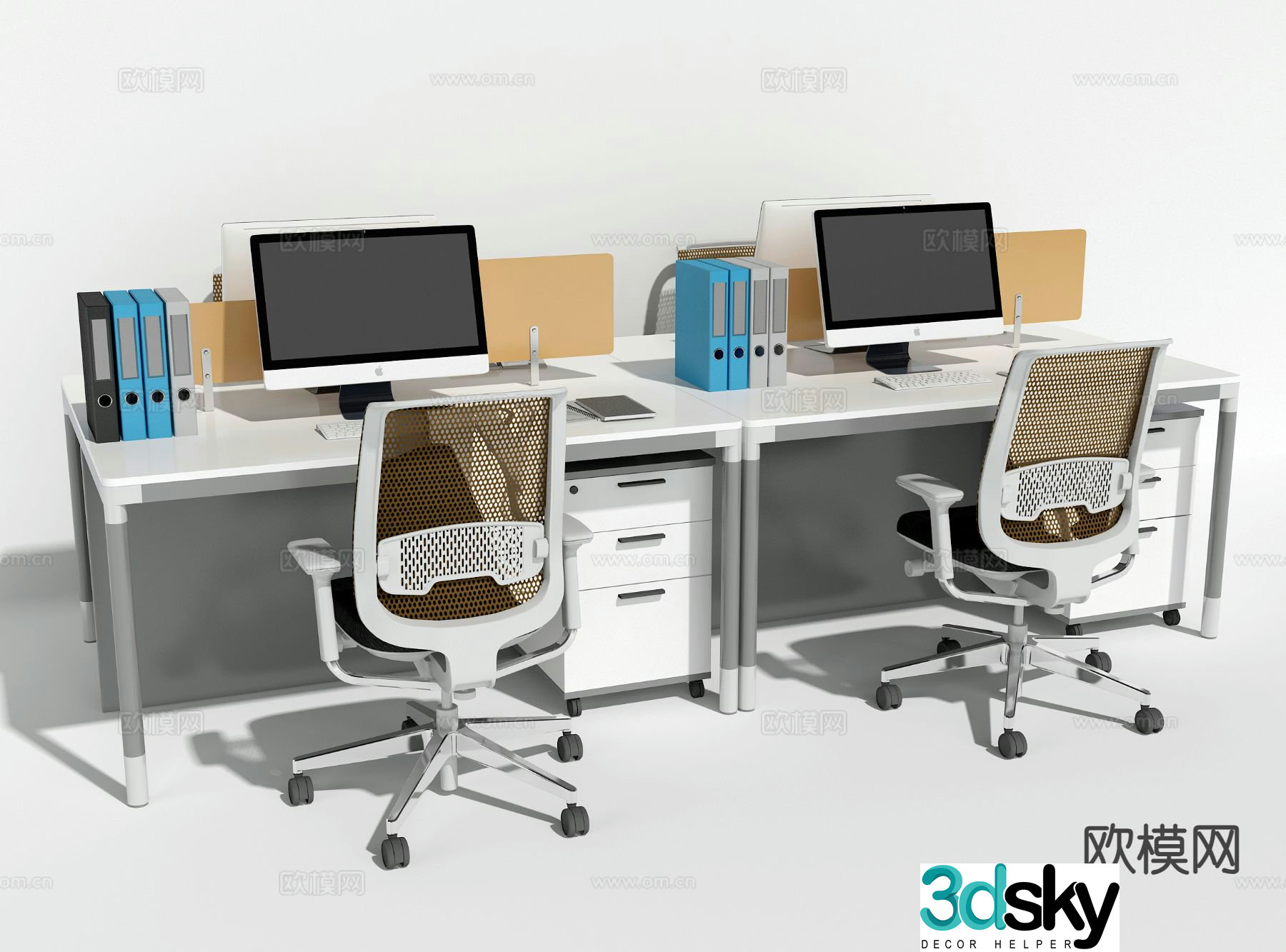 Office desk and chair work station staff table 3d model