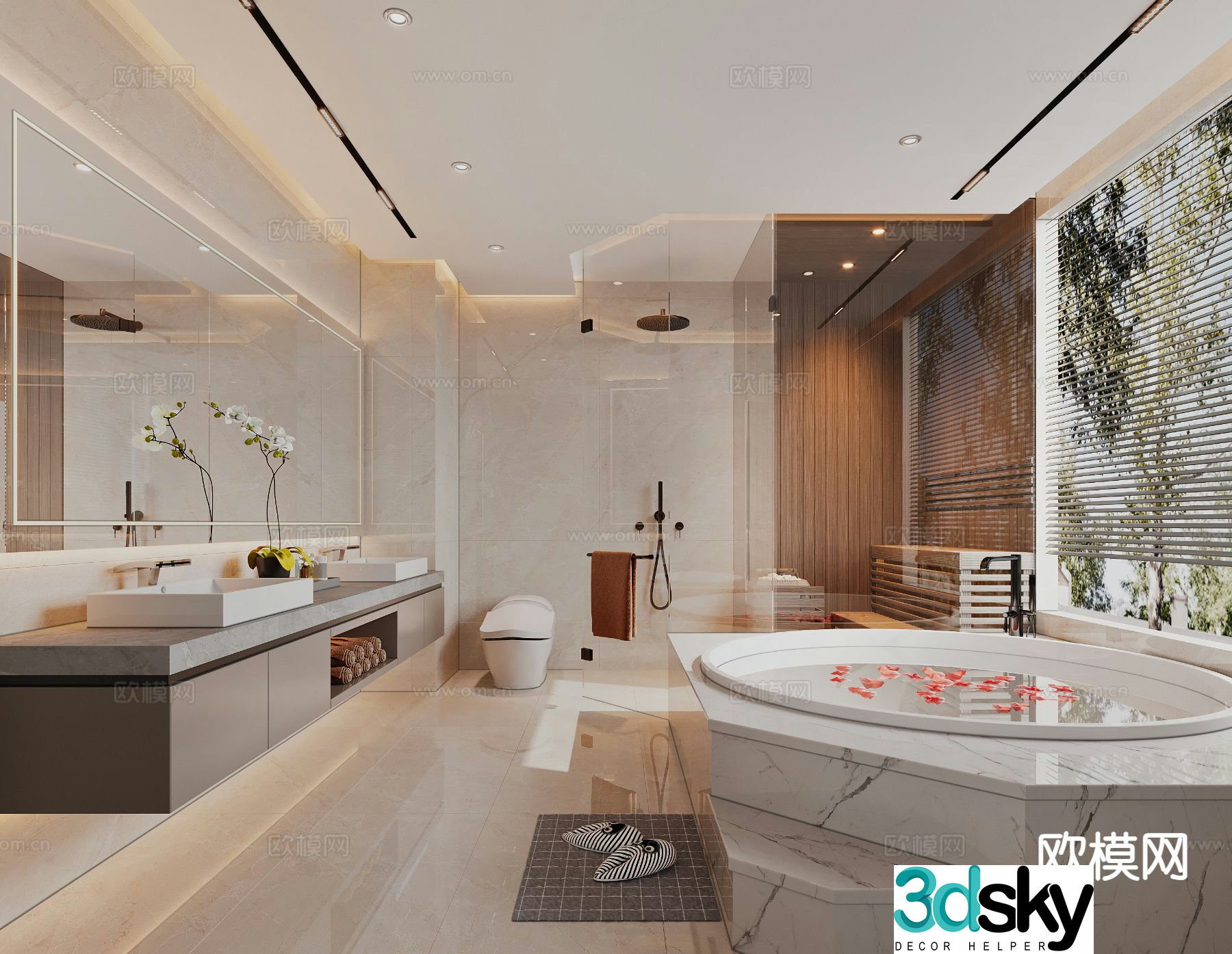 Modern master bathroom bathroom 3d model