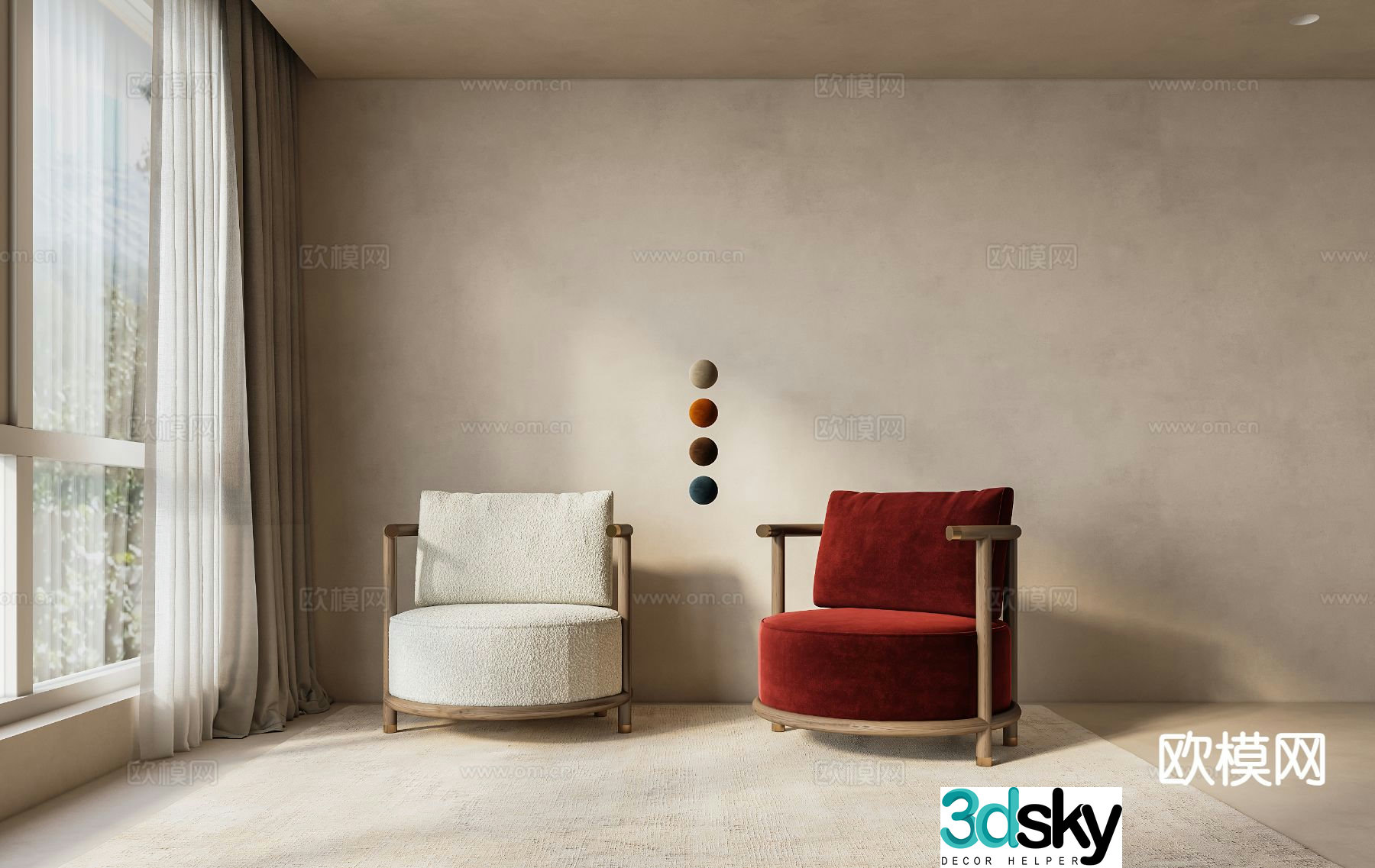 New Chinese style chair leisure chair round chair 3d model