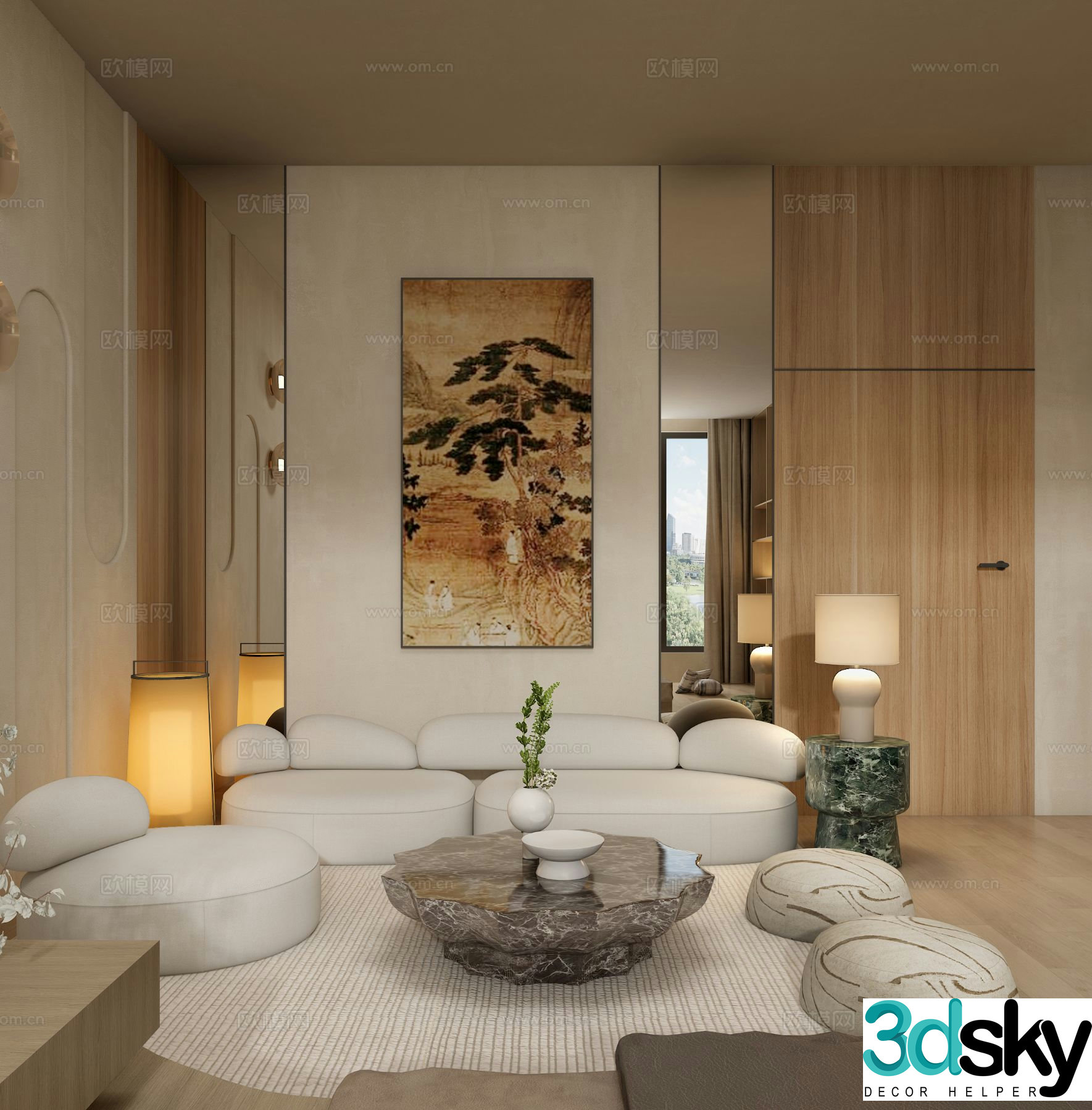 Song style aesthetics | 3D model of villa living room