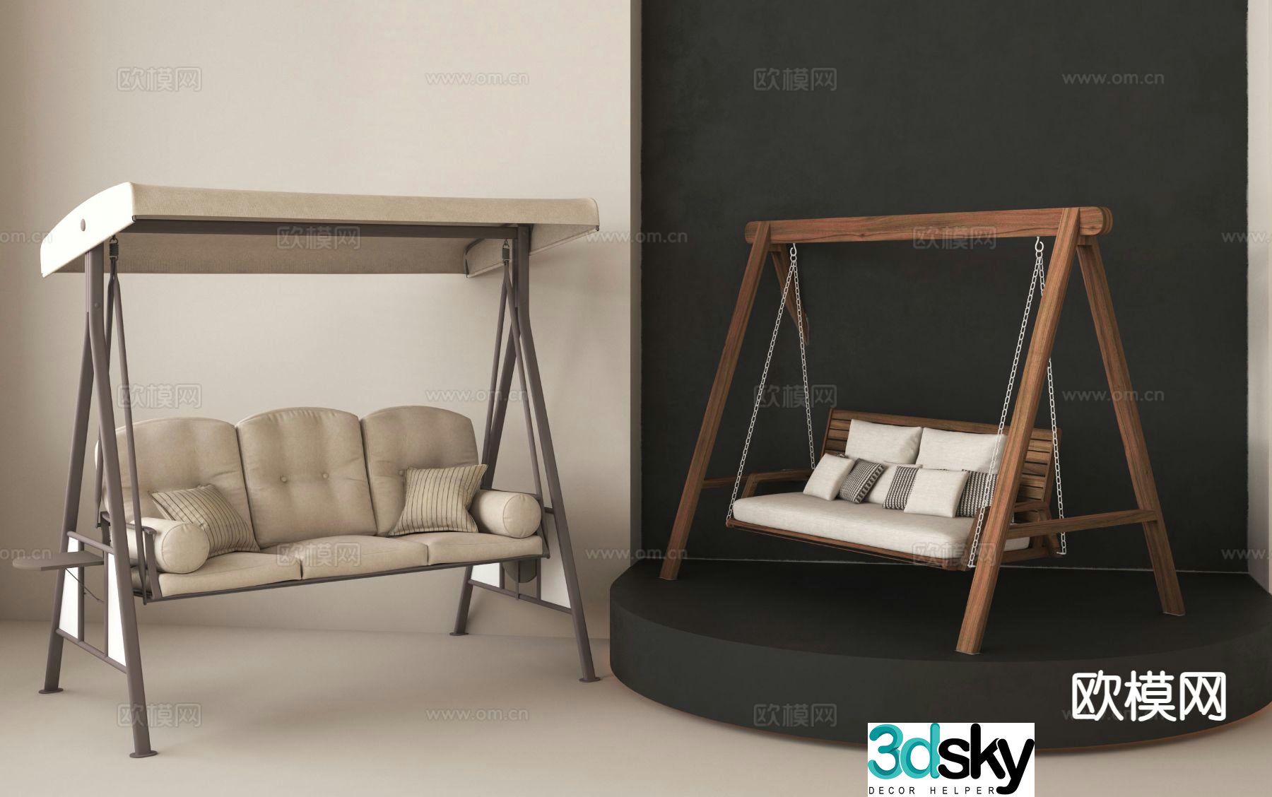 Wabi-sabi hanging chair swing chair garden swing 3D model