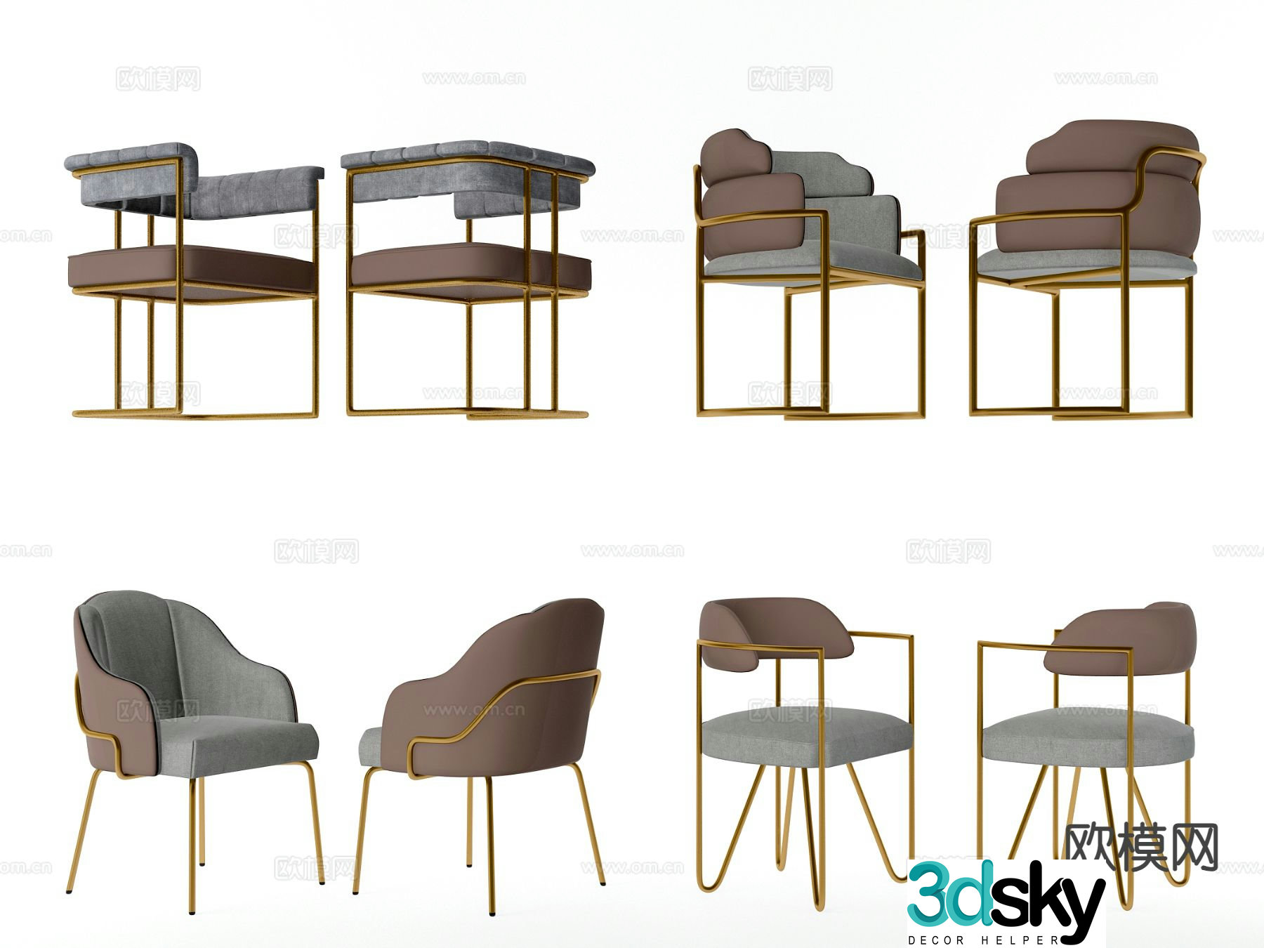 Nordic chair leisure chair dining chair 3d model
