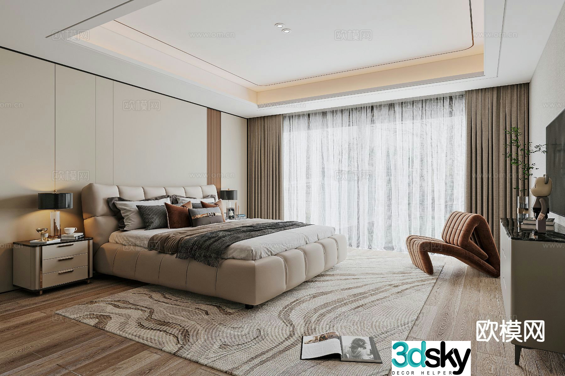 Light luxury bedroom master bedroom 3d model