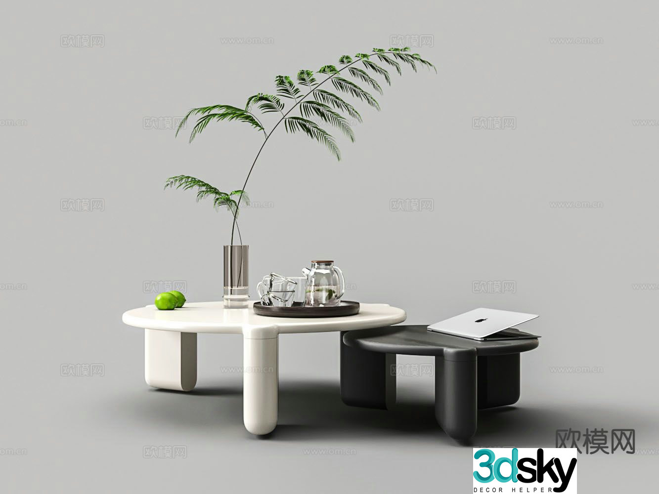 Modern double coffee table 3d model
