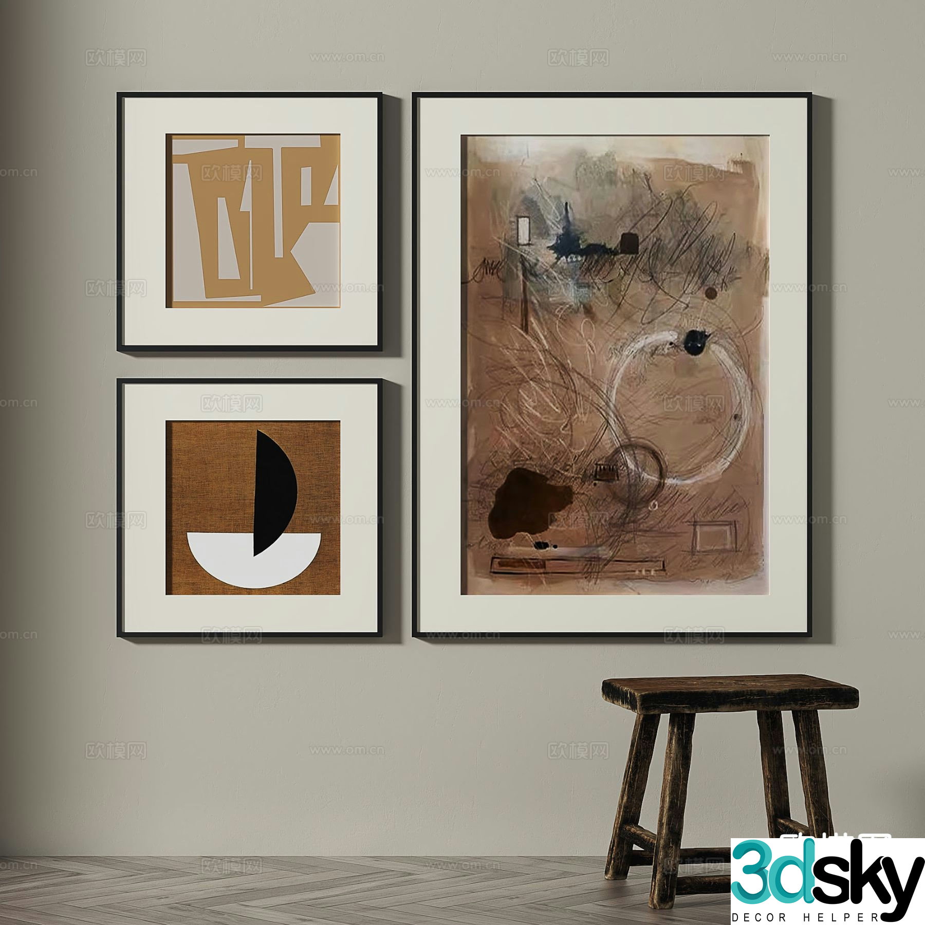Medieval style hanging painting decorative painting 3d model