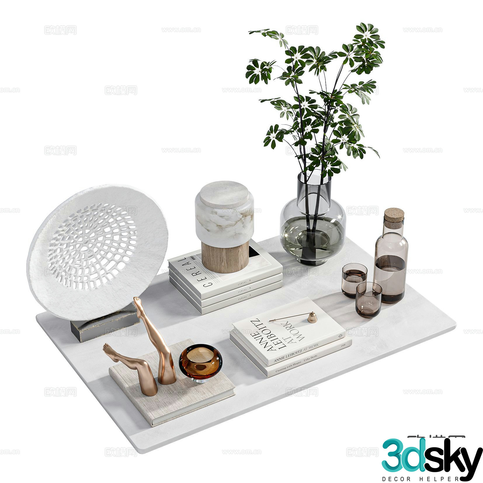 Modern jewelry ornaments books crafts 3d model