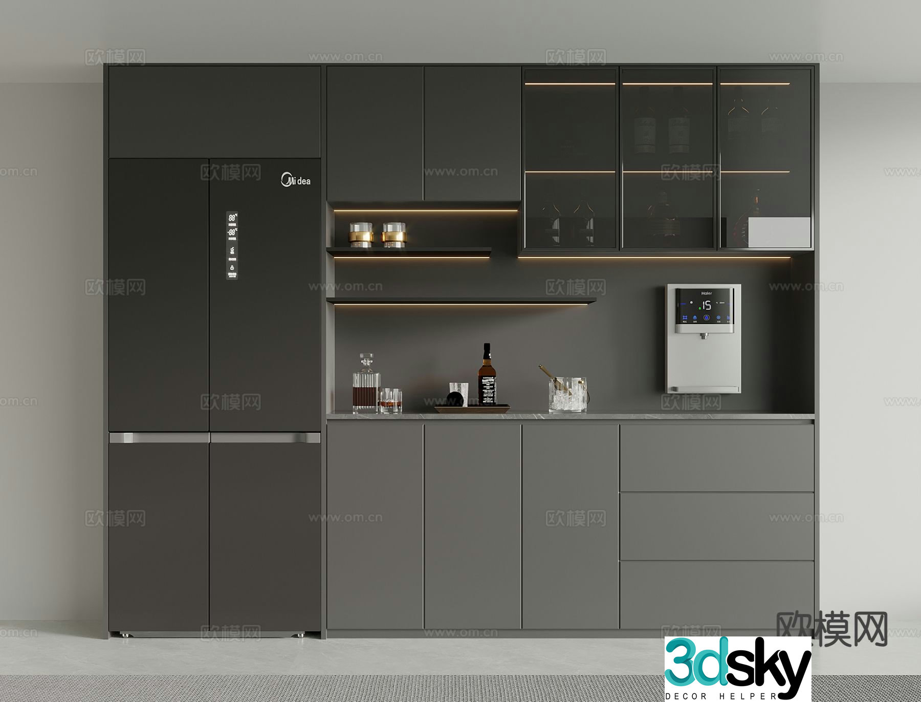 Modern wine cabinet sideboard 3d model