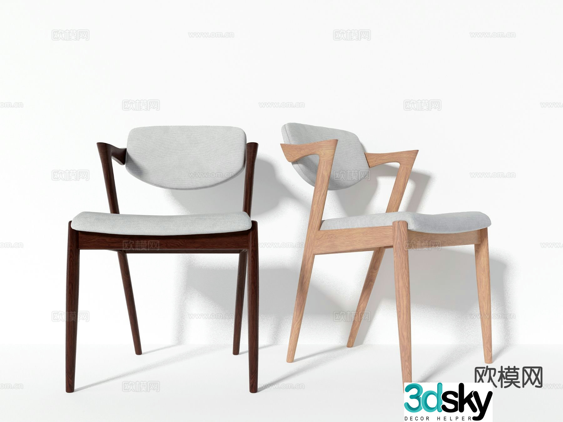 Nordic chair dining chair single chair 3d model