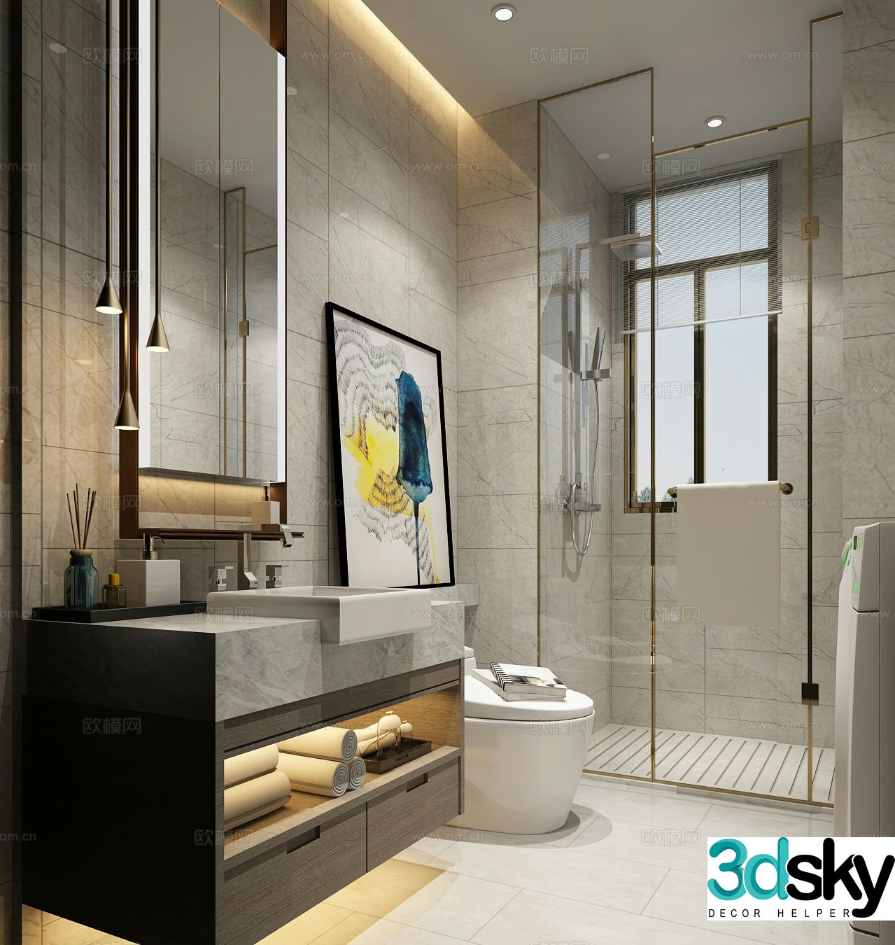Light luxury bathroom bathroom 3d model