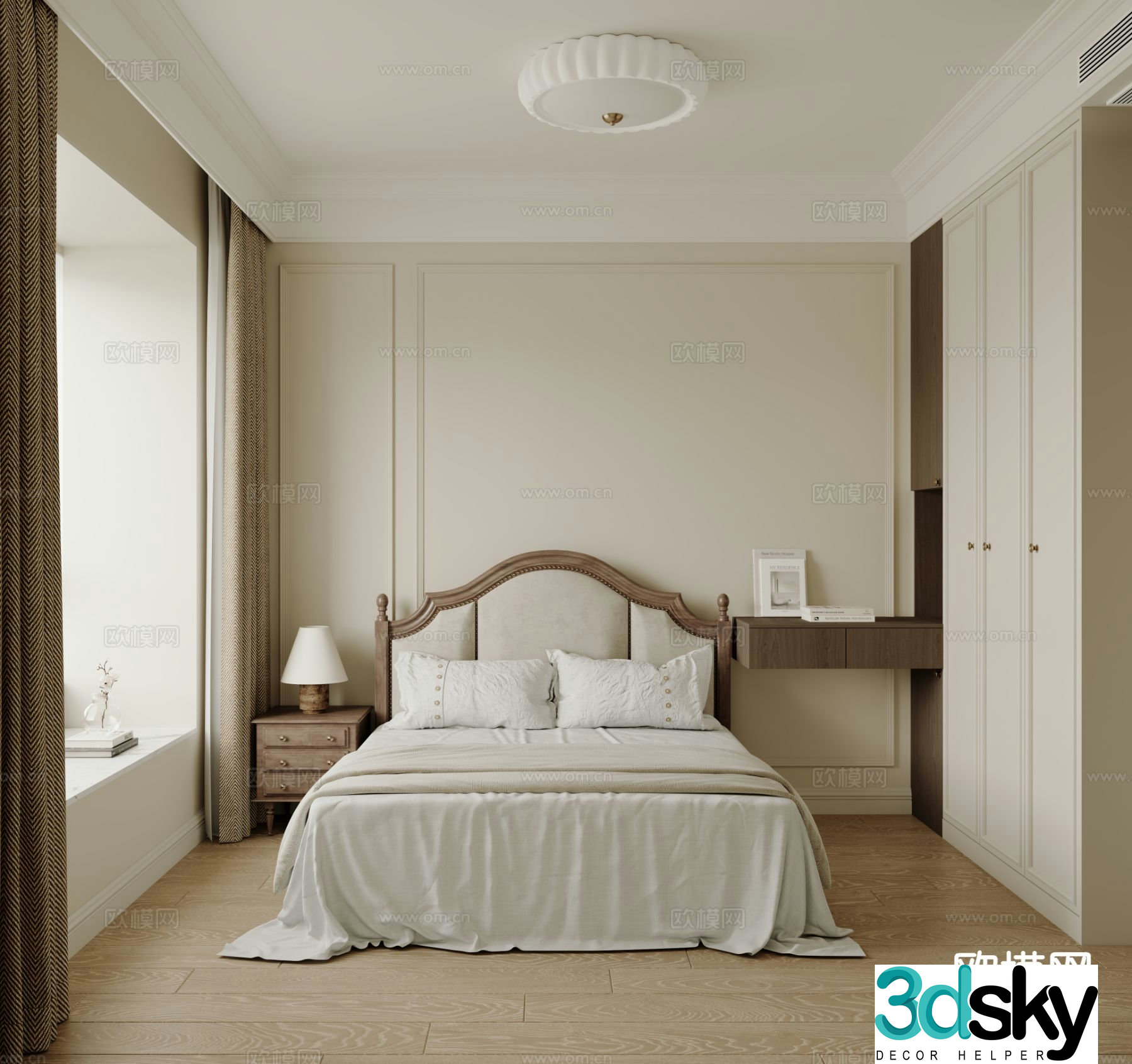 American style bedroom master bedroom 3d model