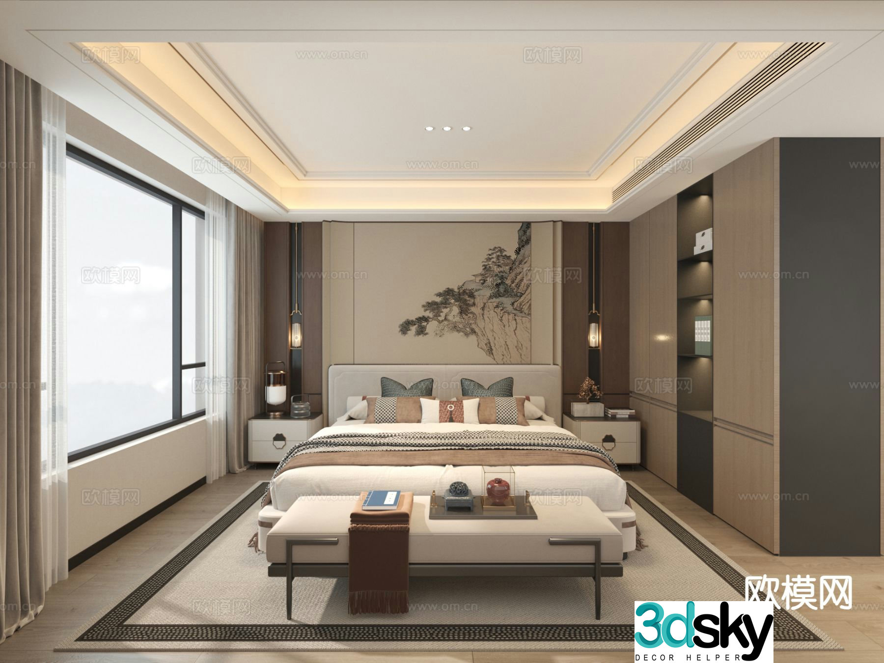 New Chinese style bedroom master bedroom 3d model