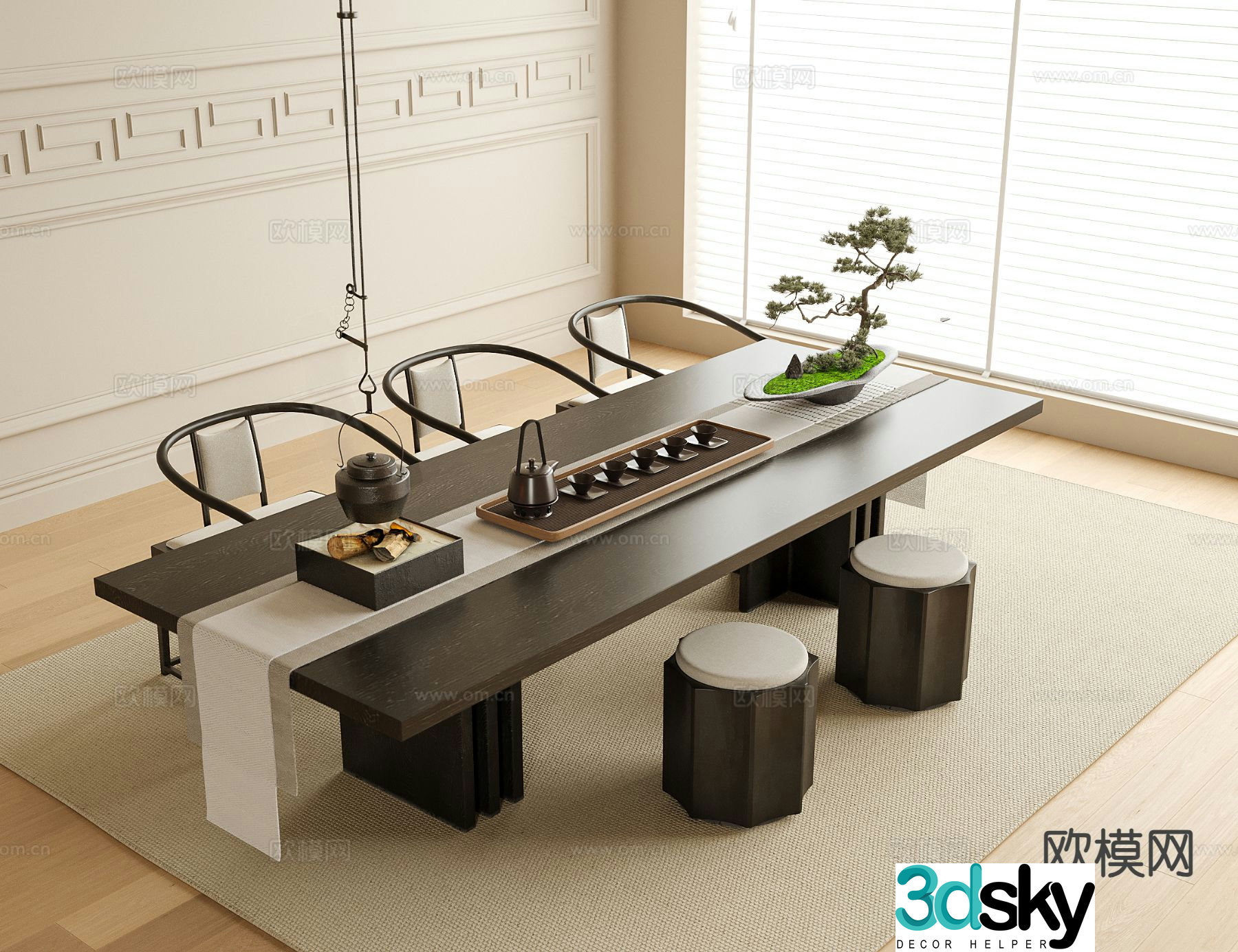 New Chinese style tea table tea table 3d model