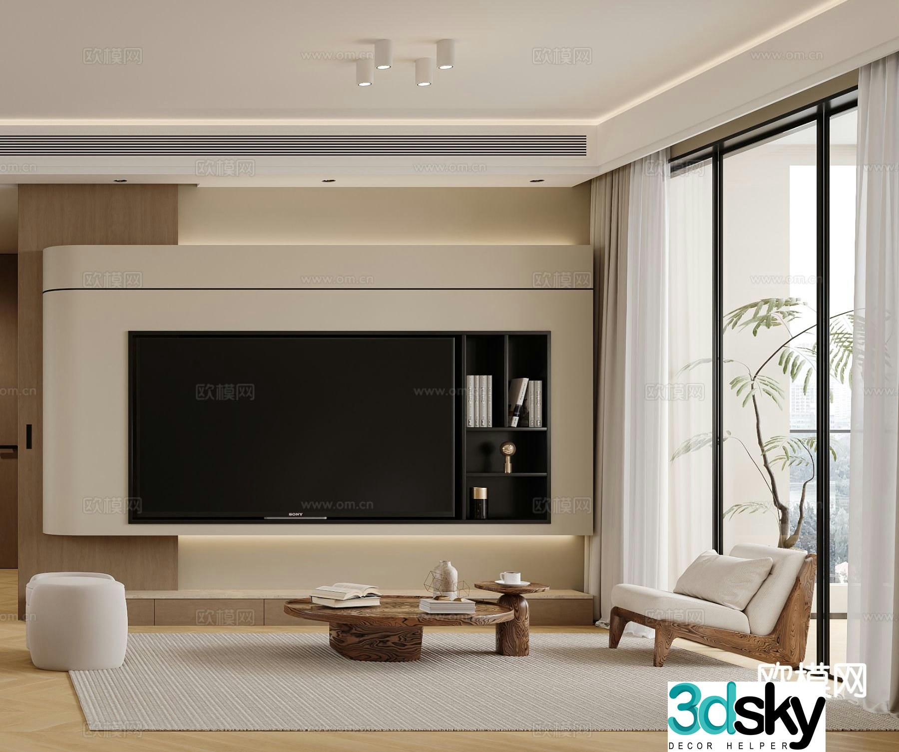 Medieval style TV background wall 3D model