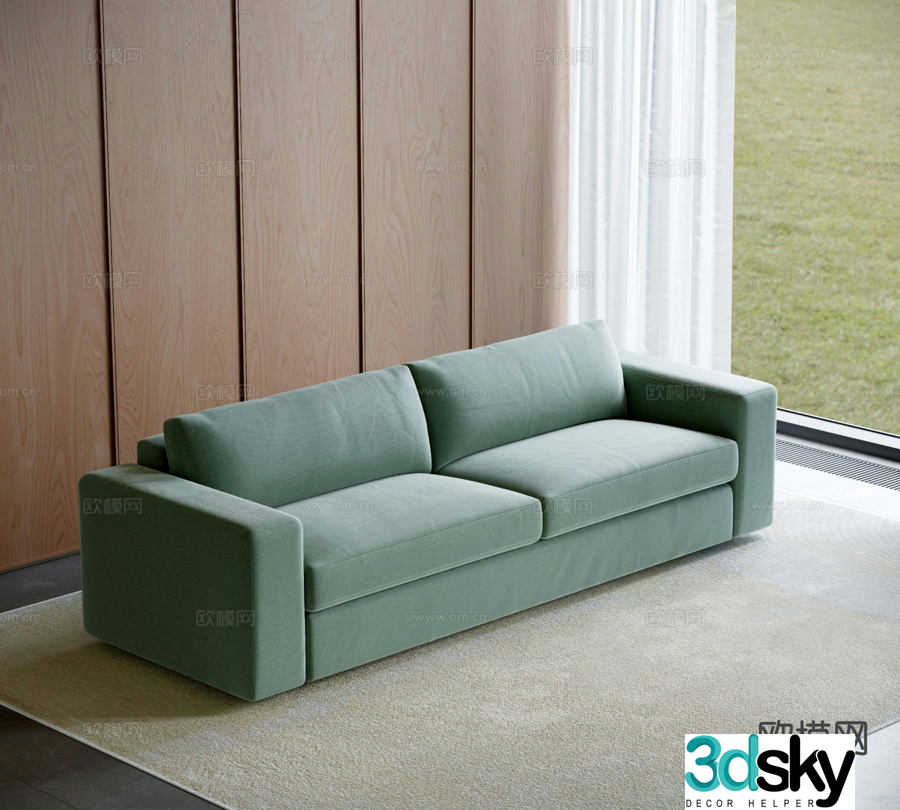 Nordic fabric sofa double sofa 3d model