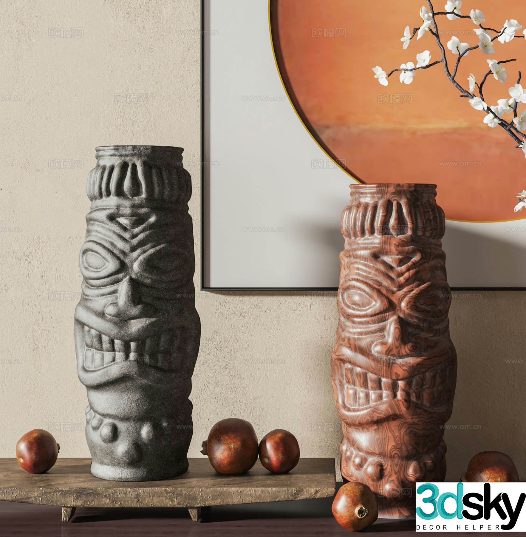 Chinese totem sculpture ornaments 3D model