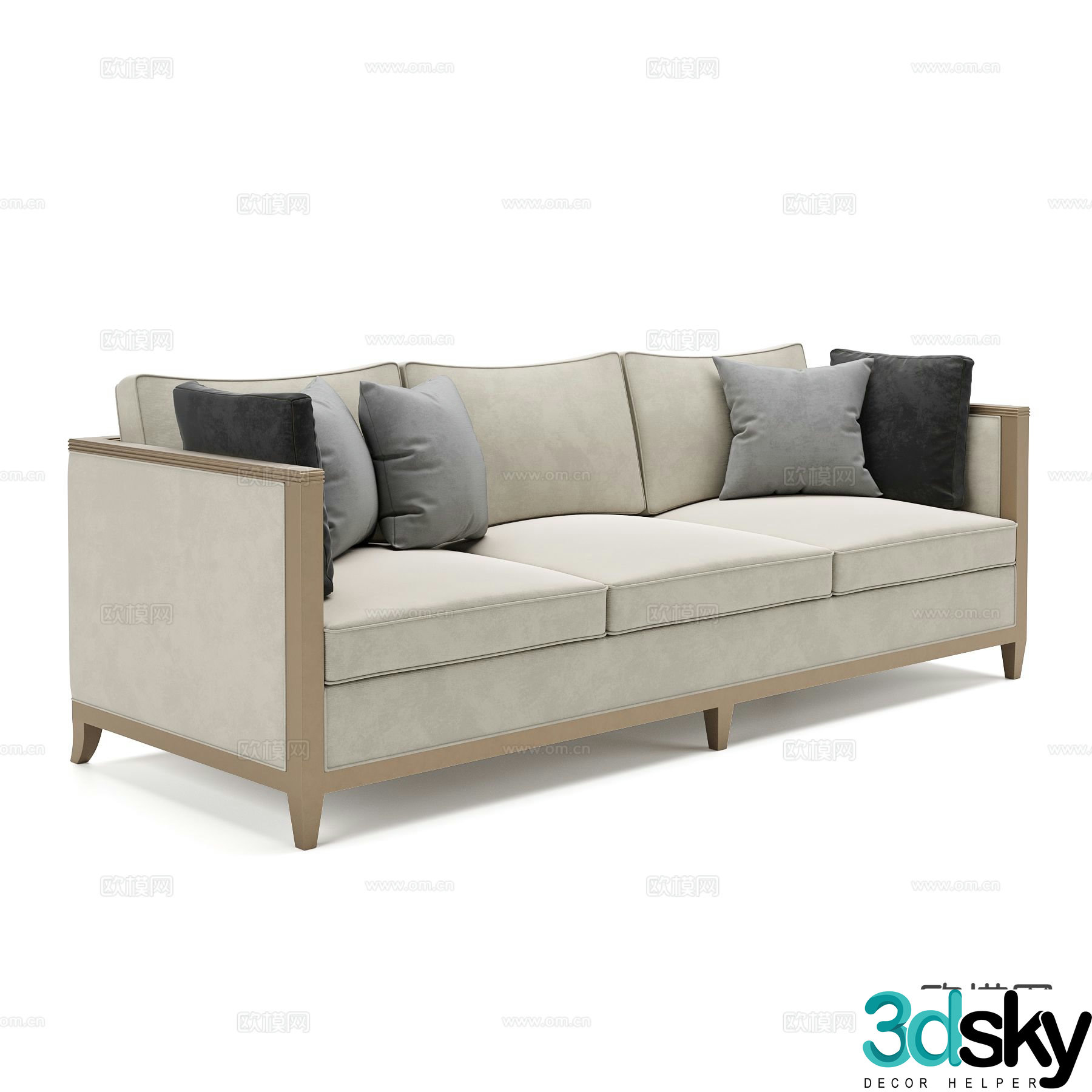 Modern three-seat sofa 3d model
