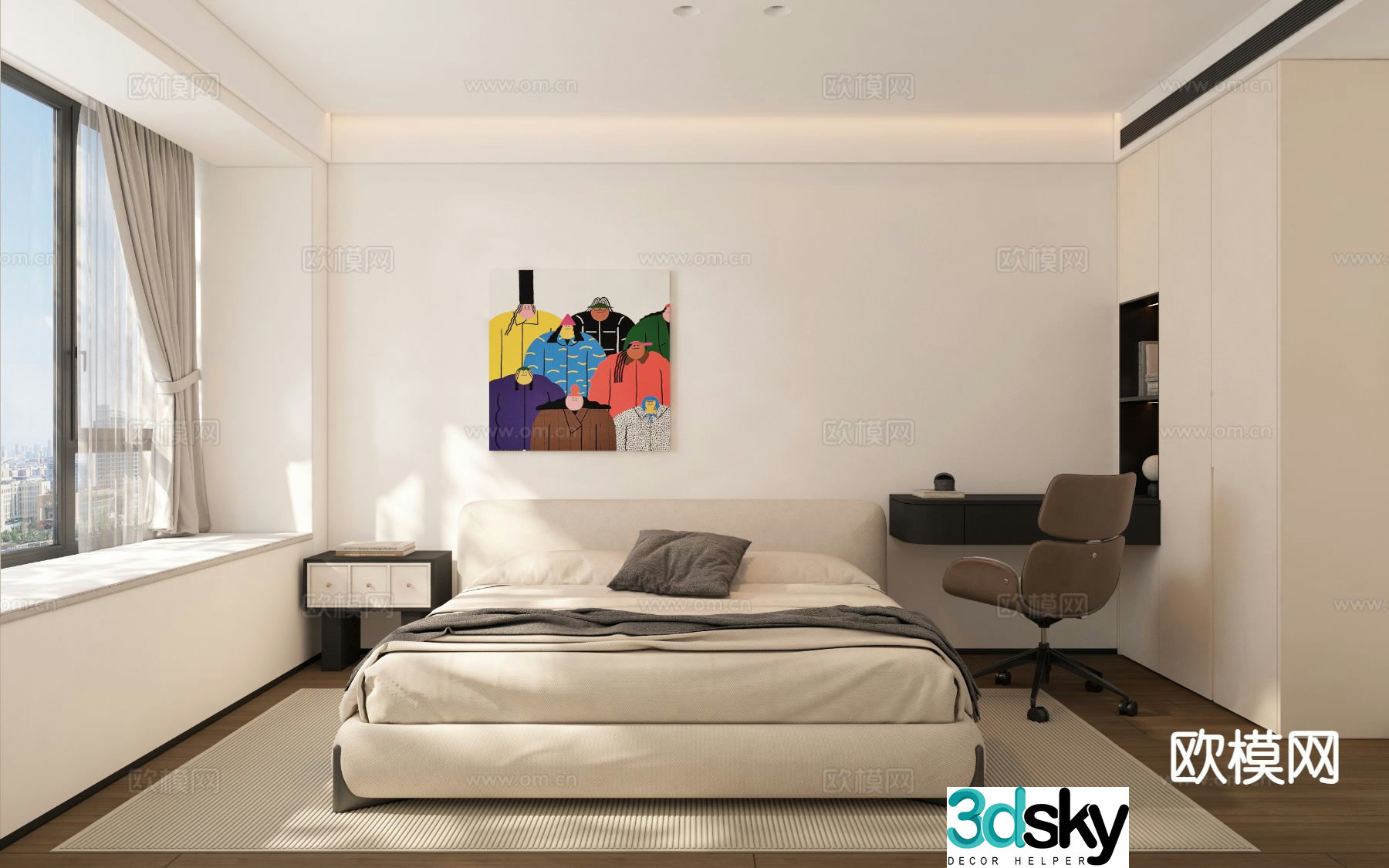 Cream style bedroom master bedroom 3d model