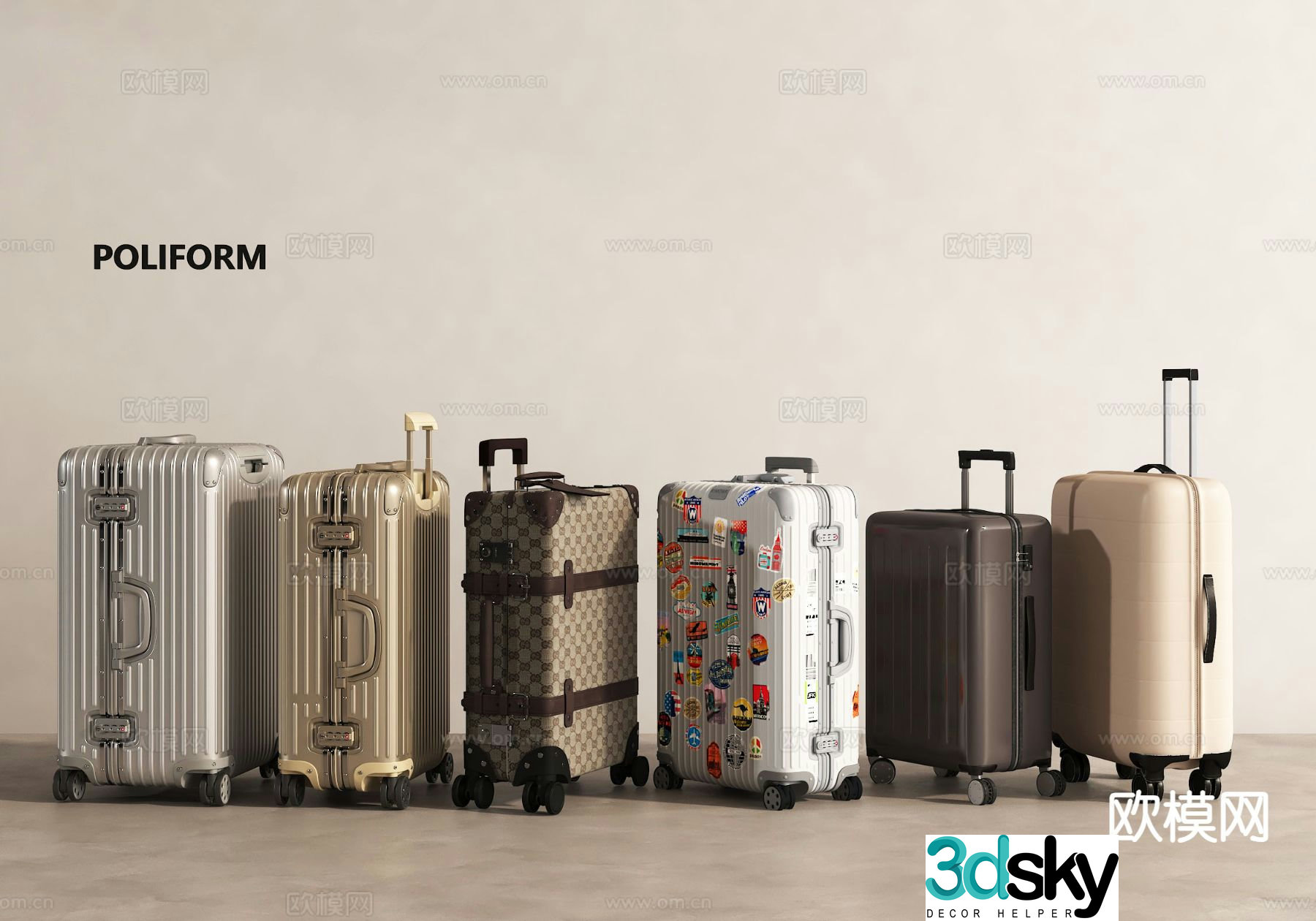 trolley suitcase suitcase 3d model