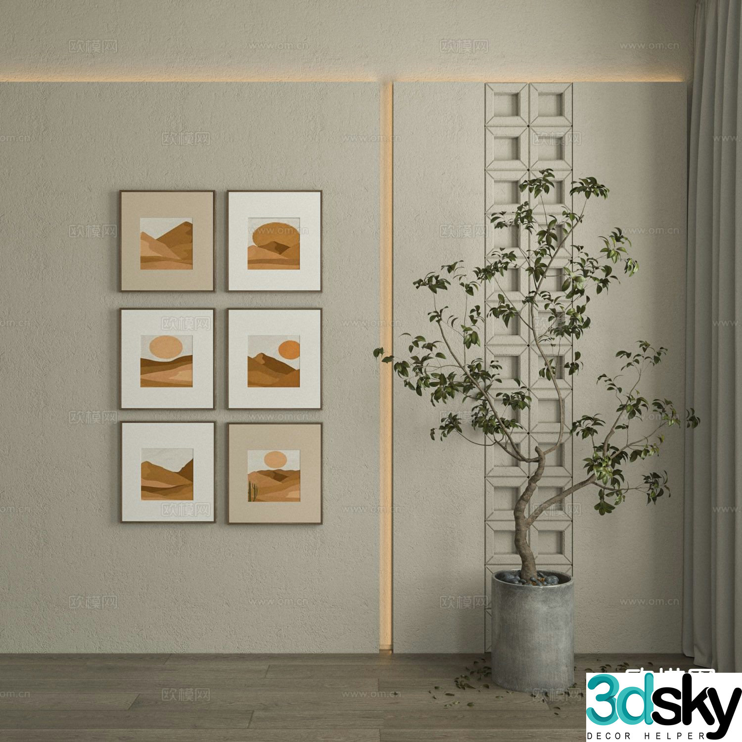 Modern art painting landscape painting decorative painting 3d model