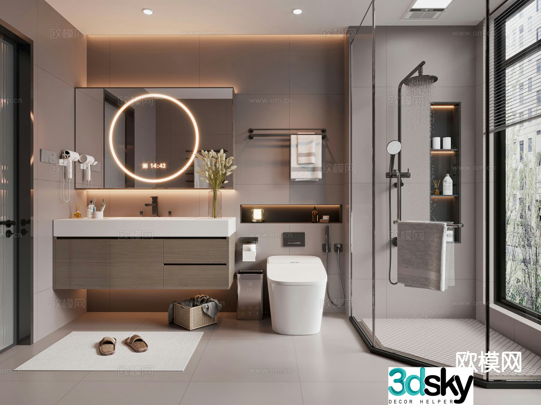 Modern bathroom bathroom toilet 3d model