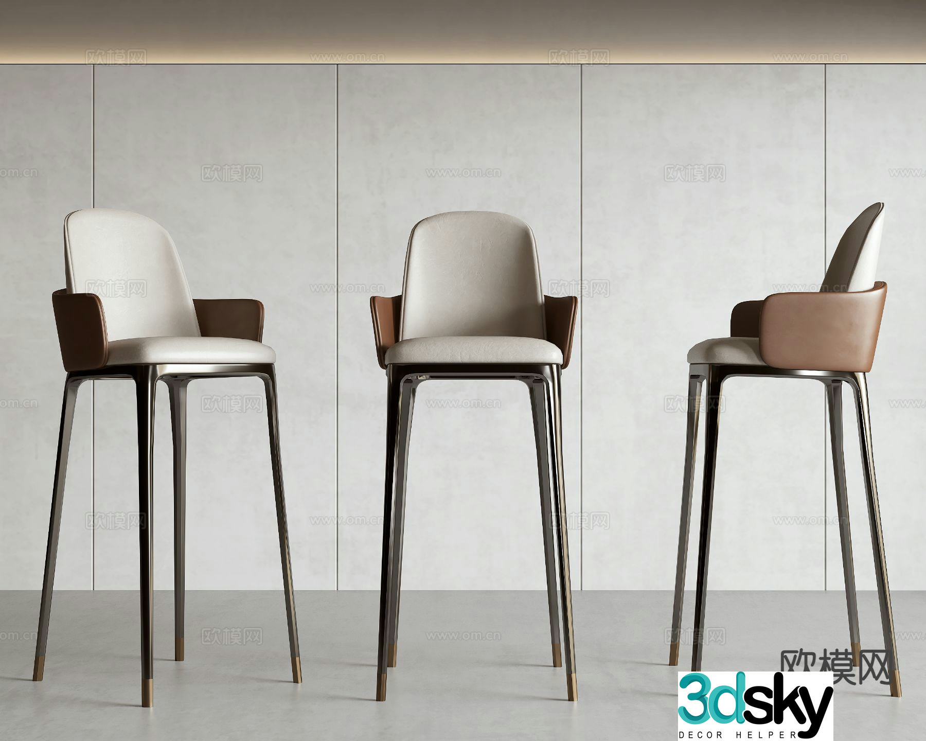 Modern bar stool bar stool high stool 3d model
