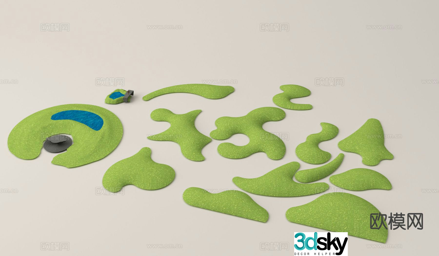 Park green space landscape micro terrain 3d model