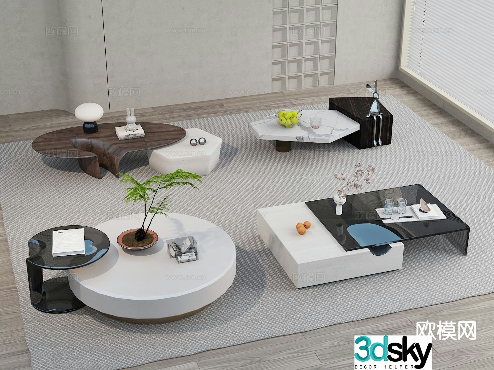 Modern double coffee table 3d model