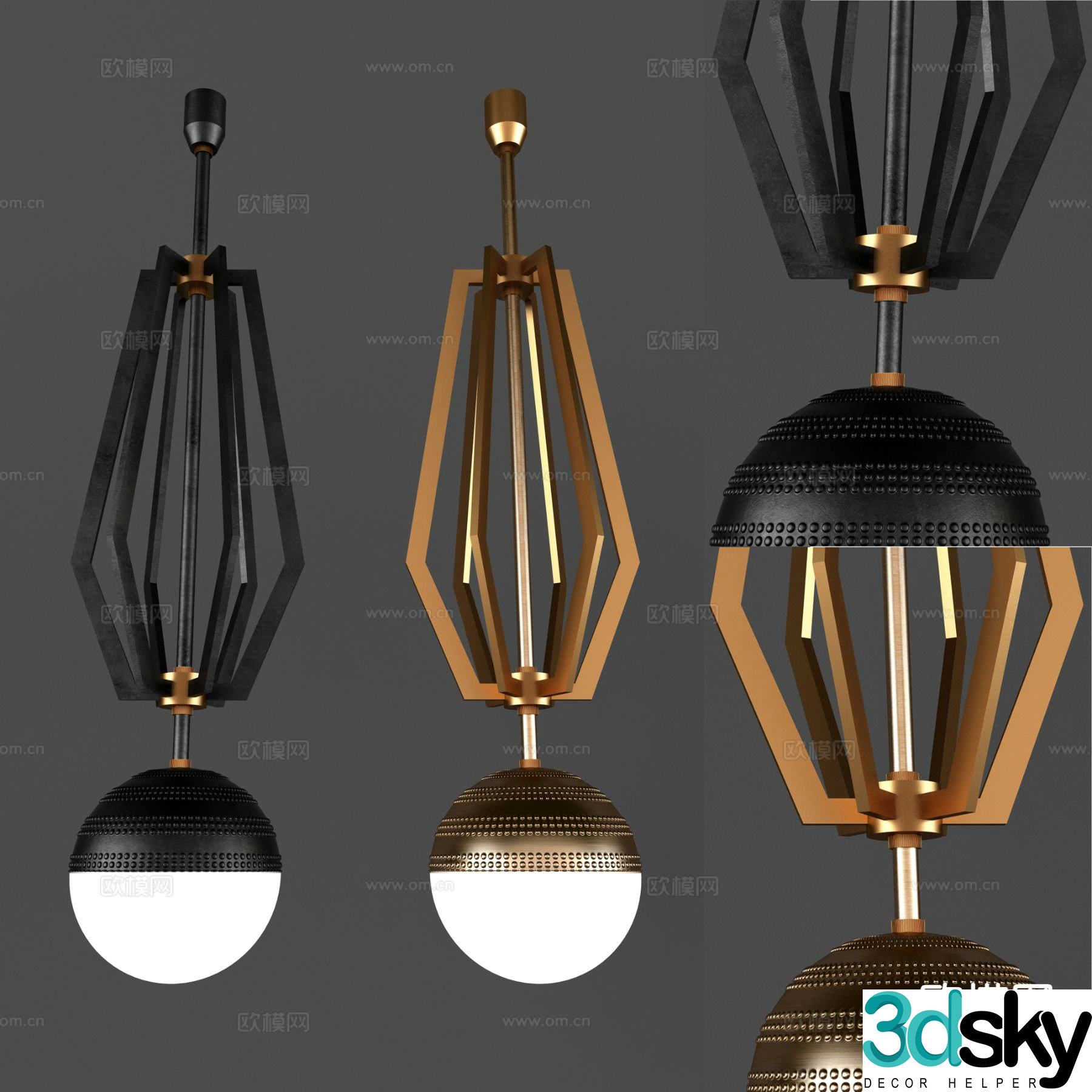 Industrial style chandelier creative chandelier 3d model