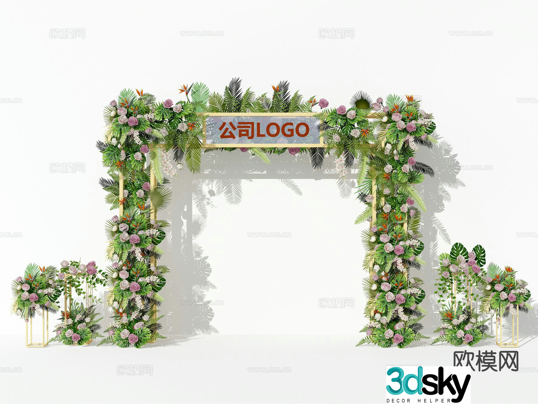 Modern plants and flowers arch vine gate beautiful 3d model