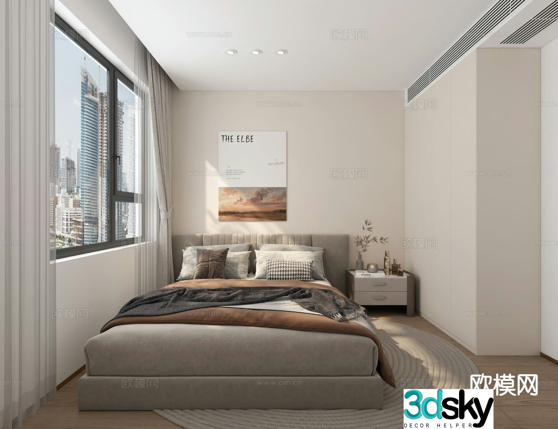 Modern bedroom second bedroom guest bedroom 3d model