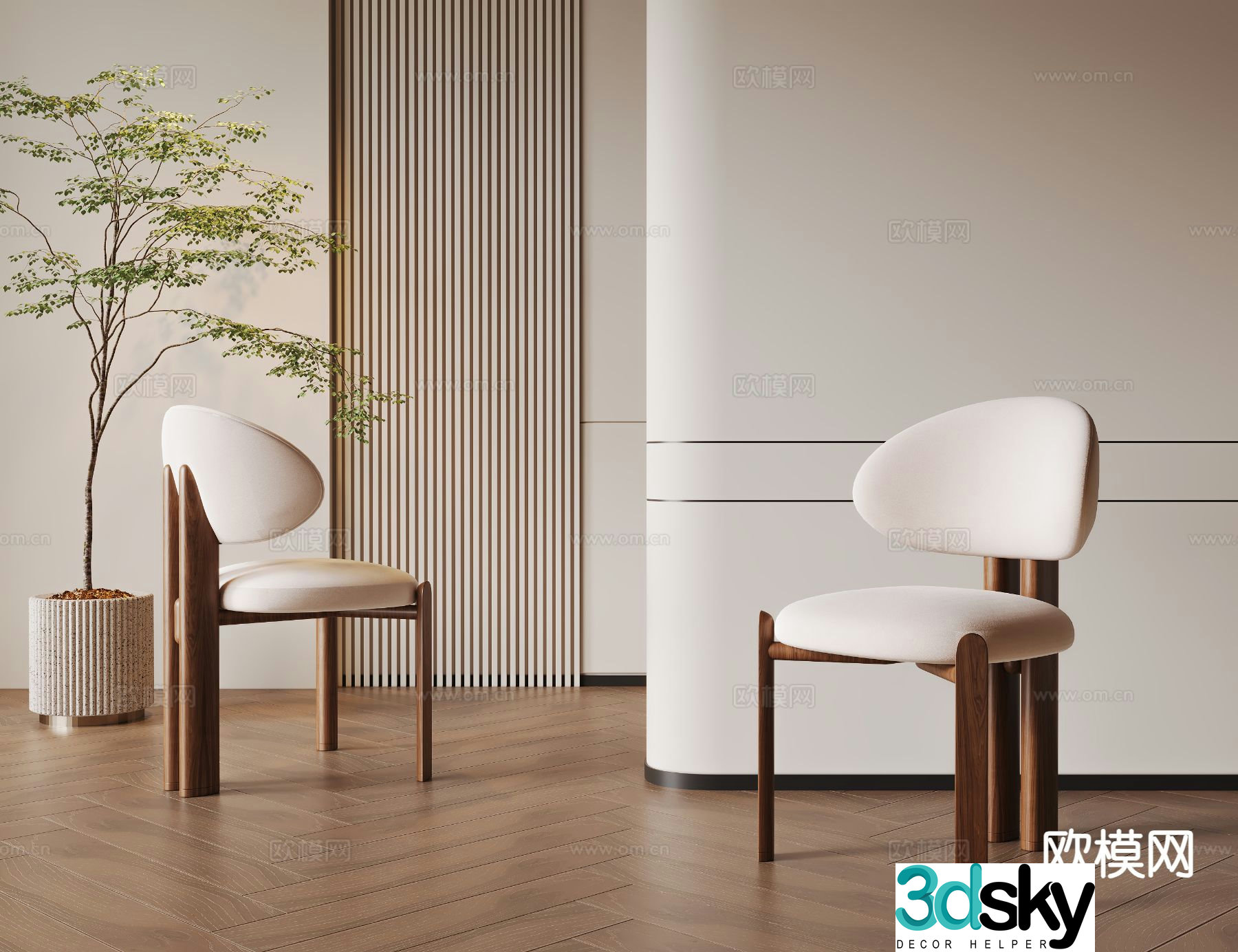 Modern single chair dining chair leisure chair 3d model