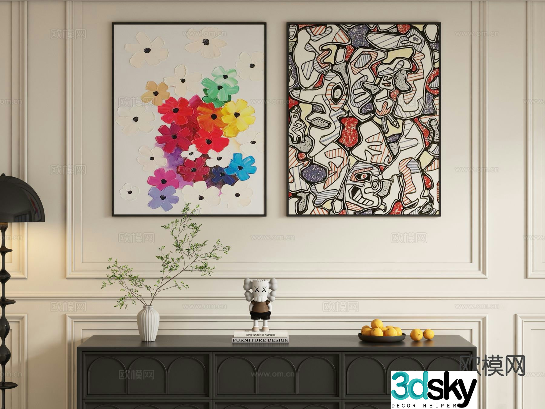 Cream style art painting texture painting decorative painting 3d model