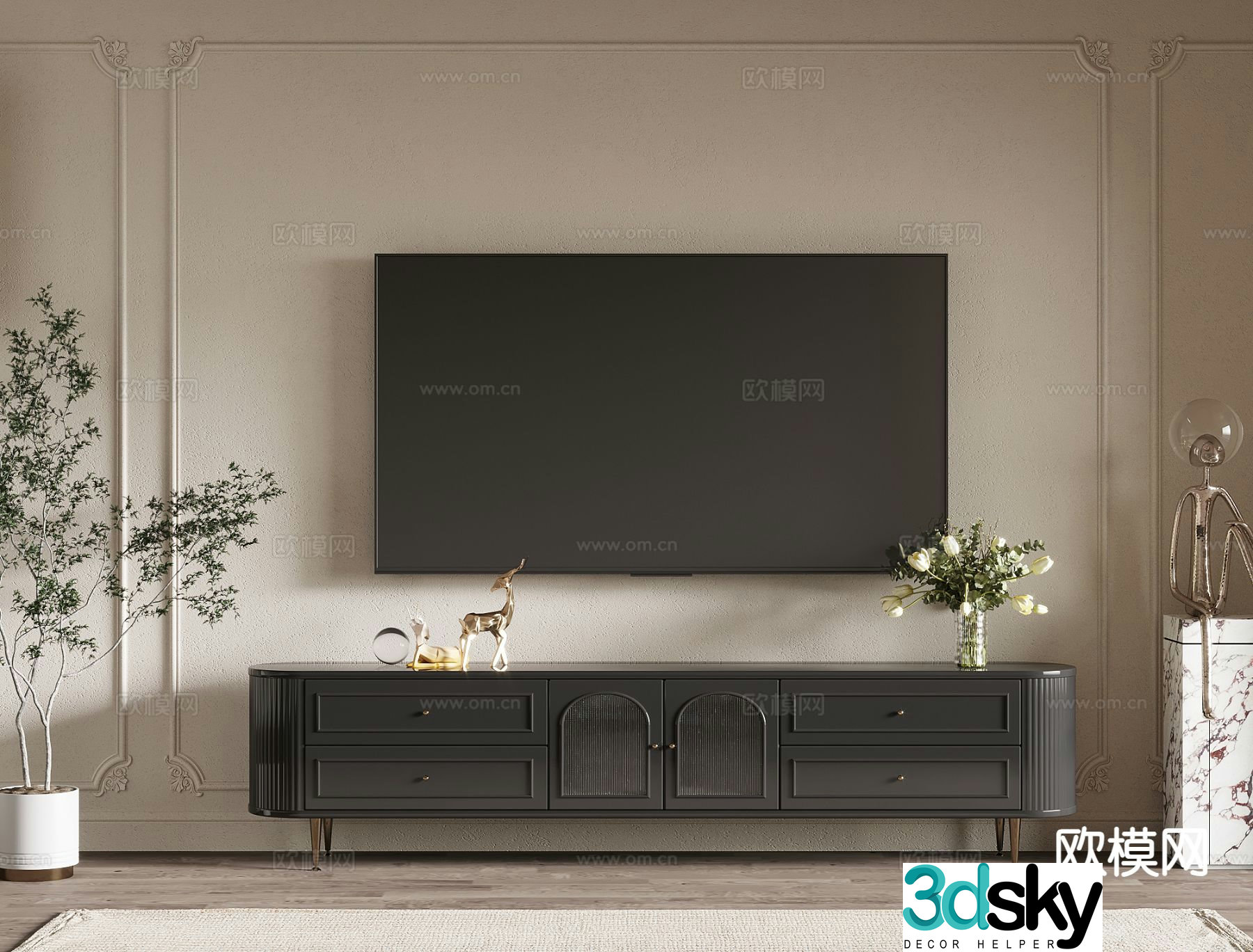 French TV cabinet 3d model