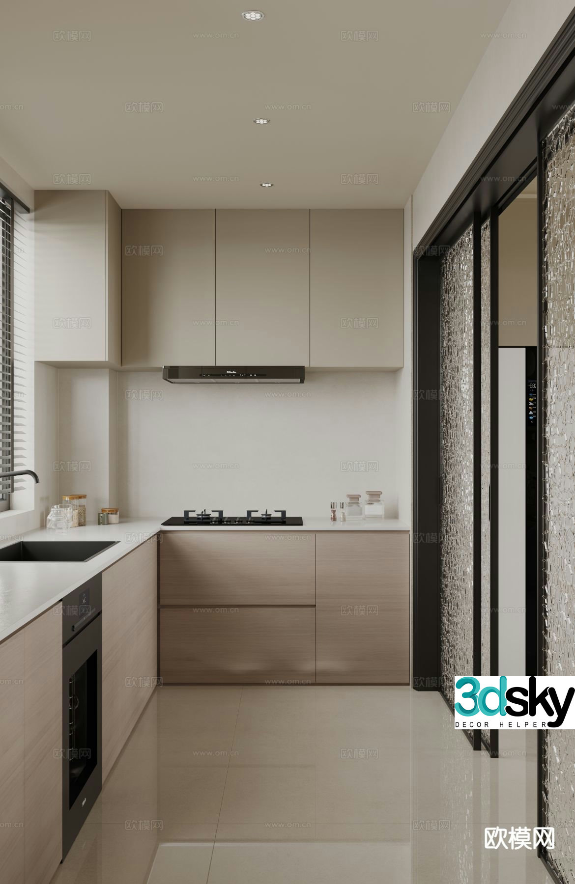Cream style kitchen 3d model
