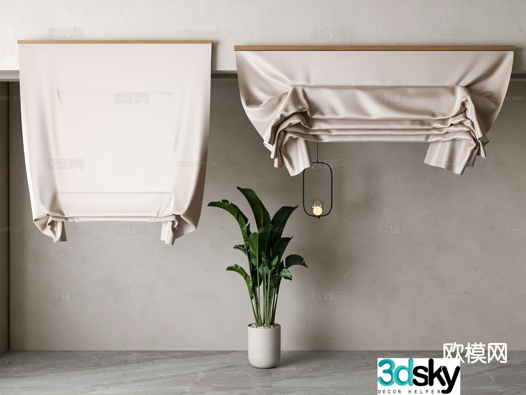 Modern curtains blackout curtains door curtains 3d model