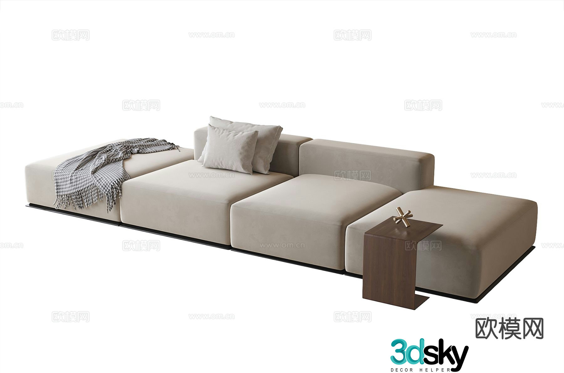 Modern multi-person sofa fabric sofa 3d model
