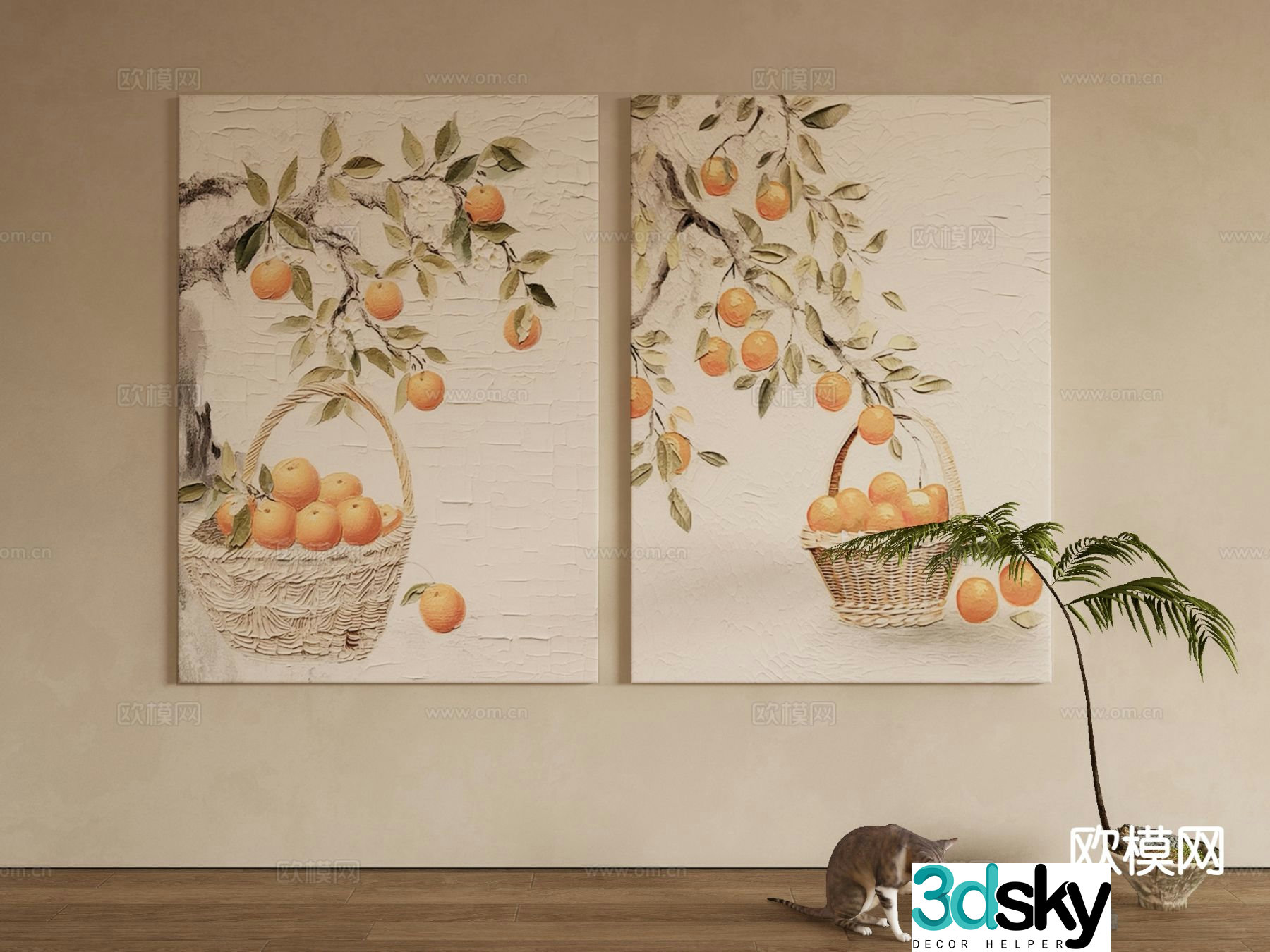 Modern decorative painting fruit oil painting 3d model
