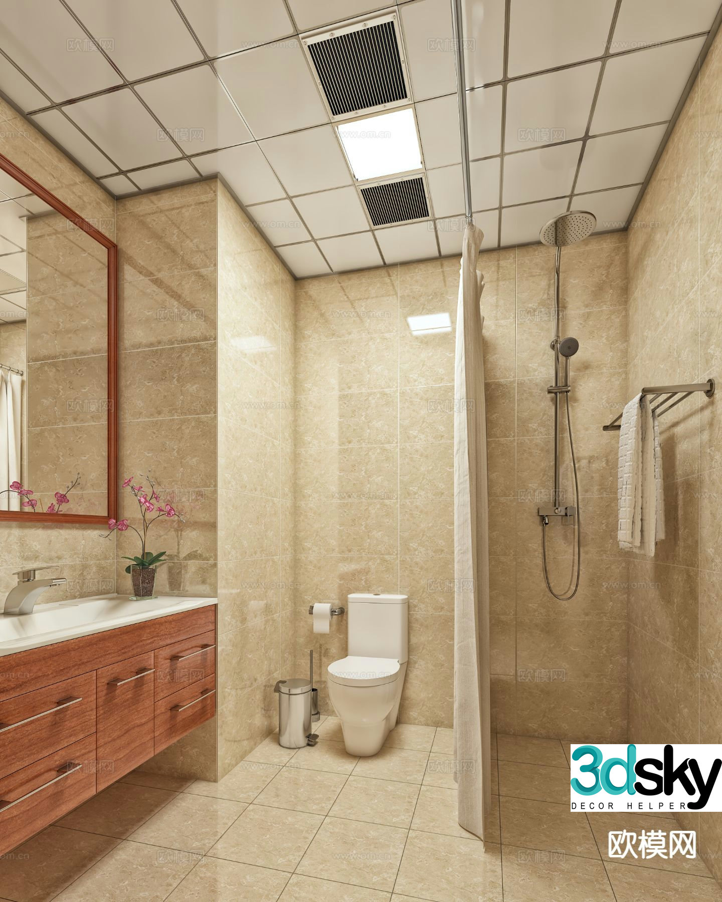 American bathroom bathroom 3d model