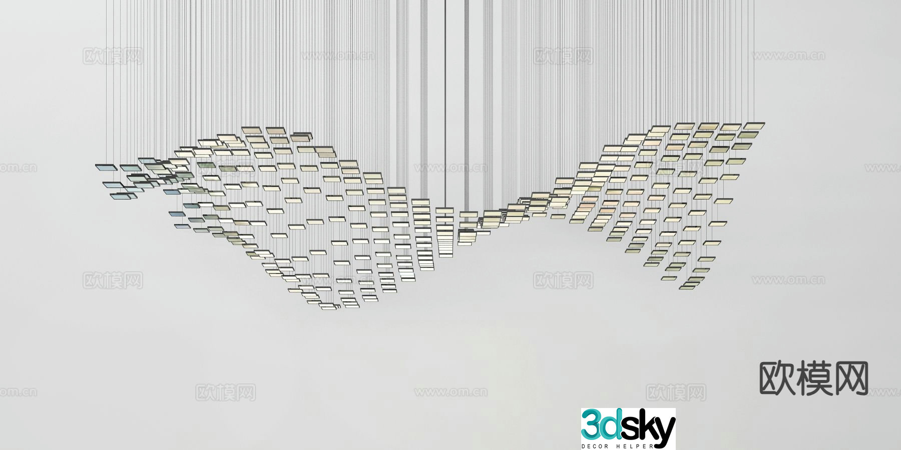 Modern lens decorative chandelier 3d model