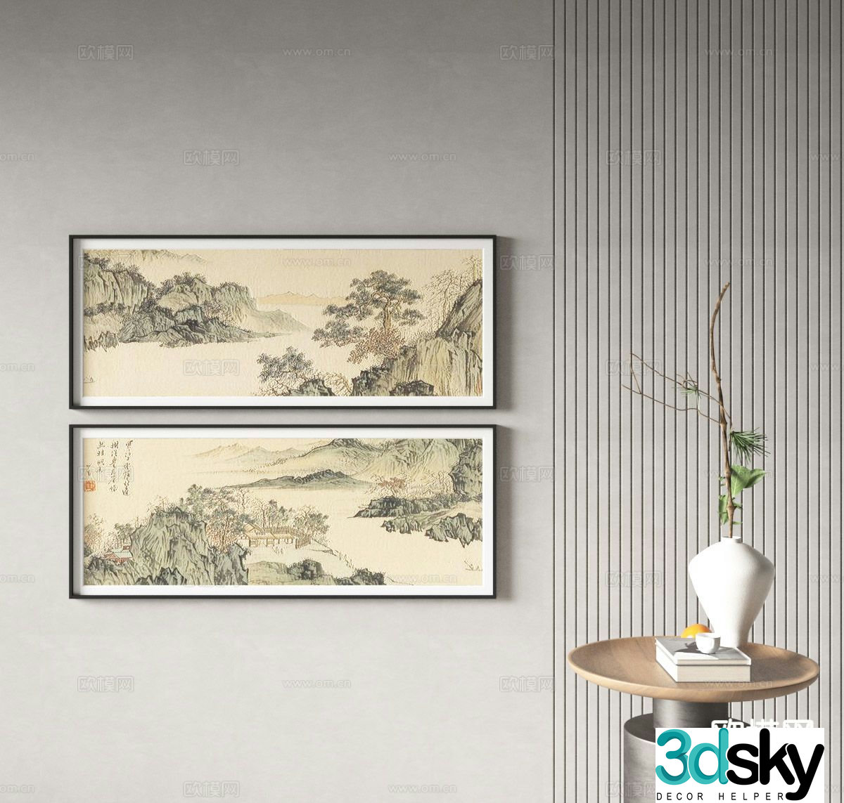 Chinese landscape painting ink painting decorative painting 3D model