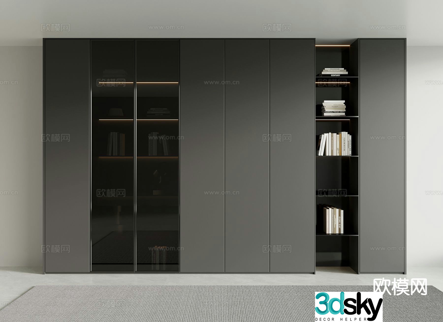 Modern bookcase display cabinet 3d model