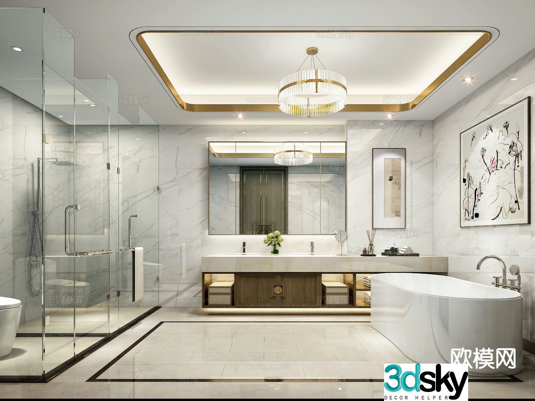 New Chinese style bathroom bathroom 3d model