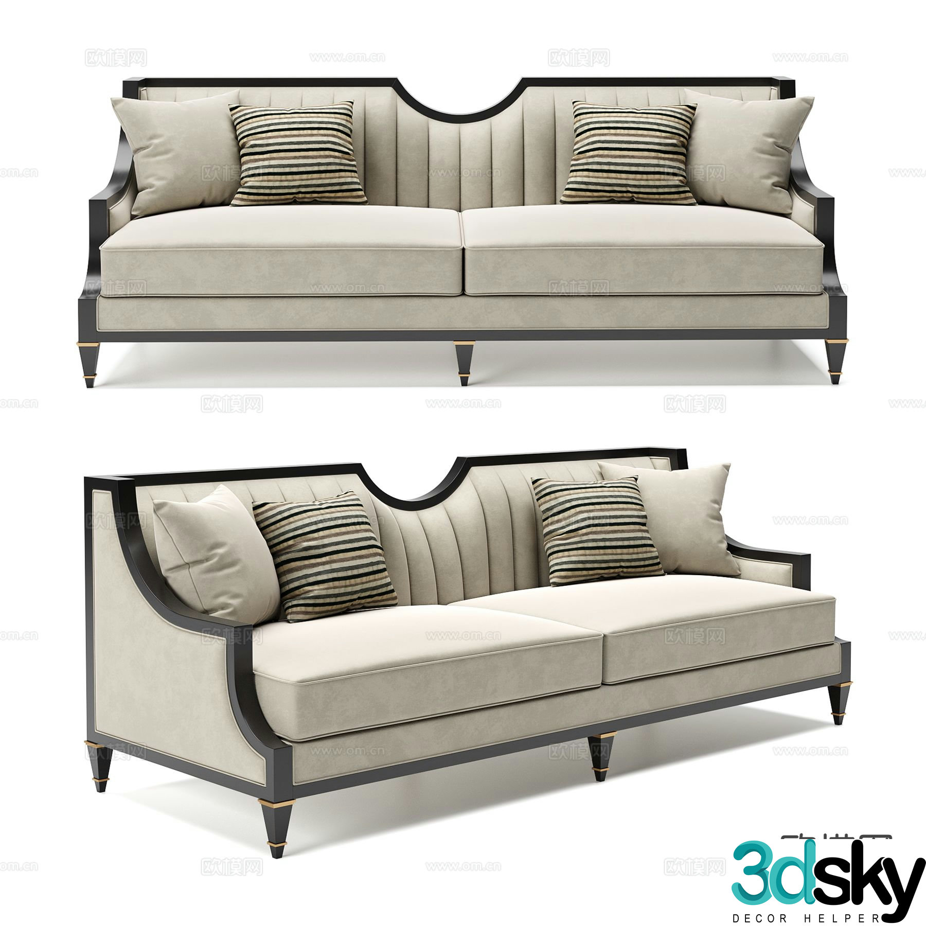 Simple European double sofa 3d model