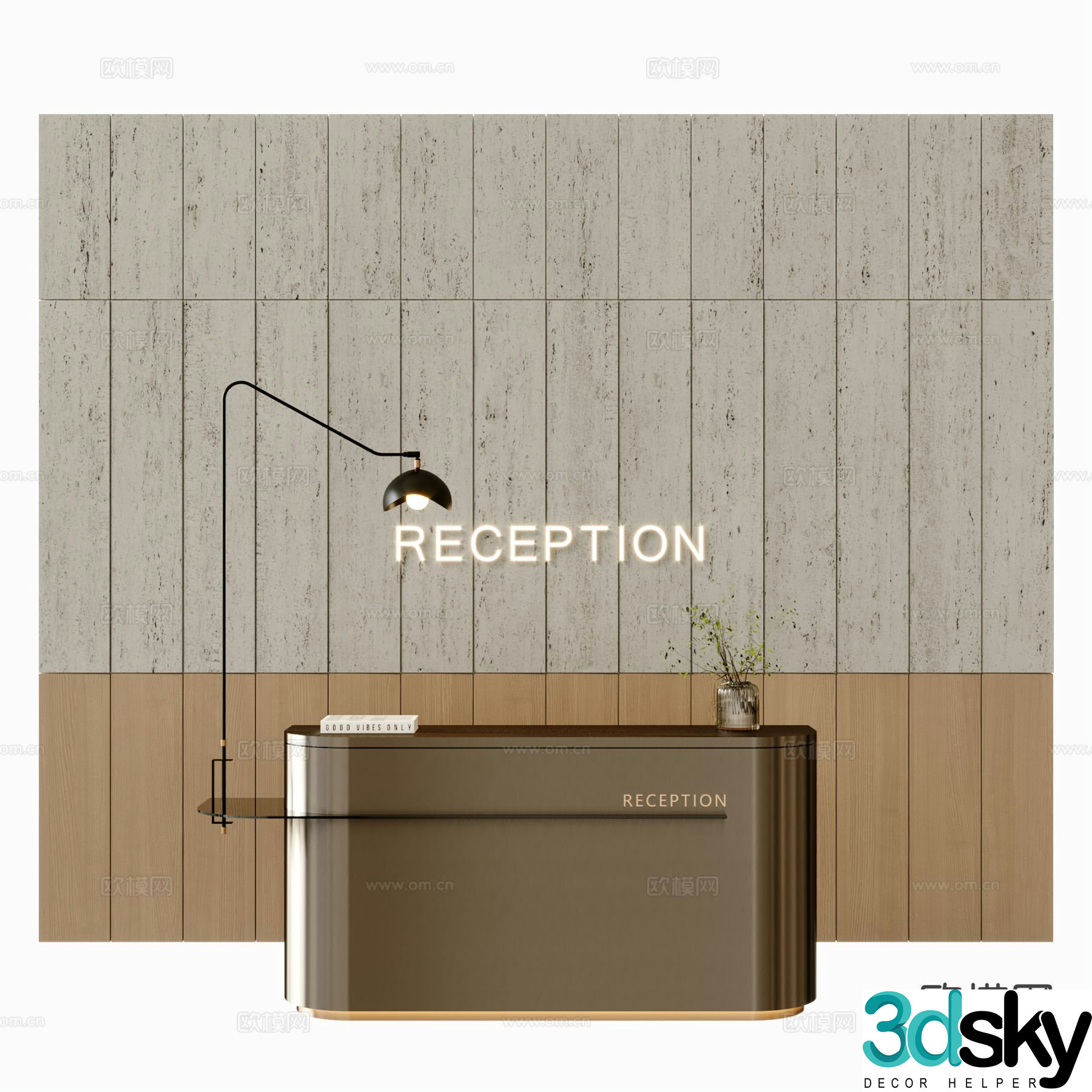Modern front desk company reception desk reception desk 3d model