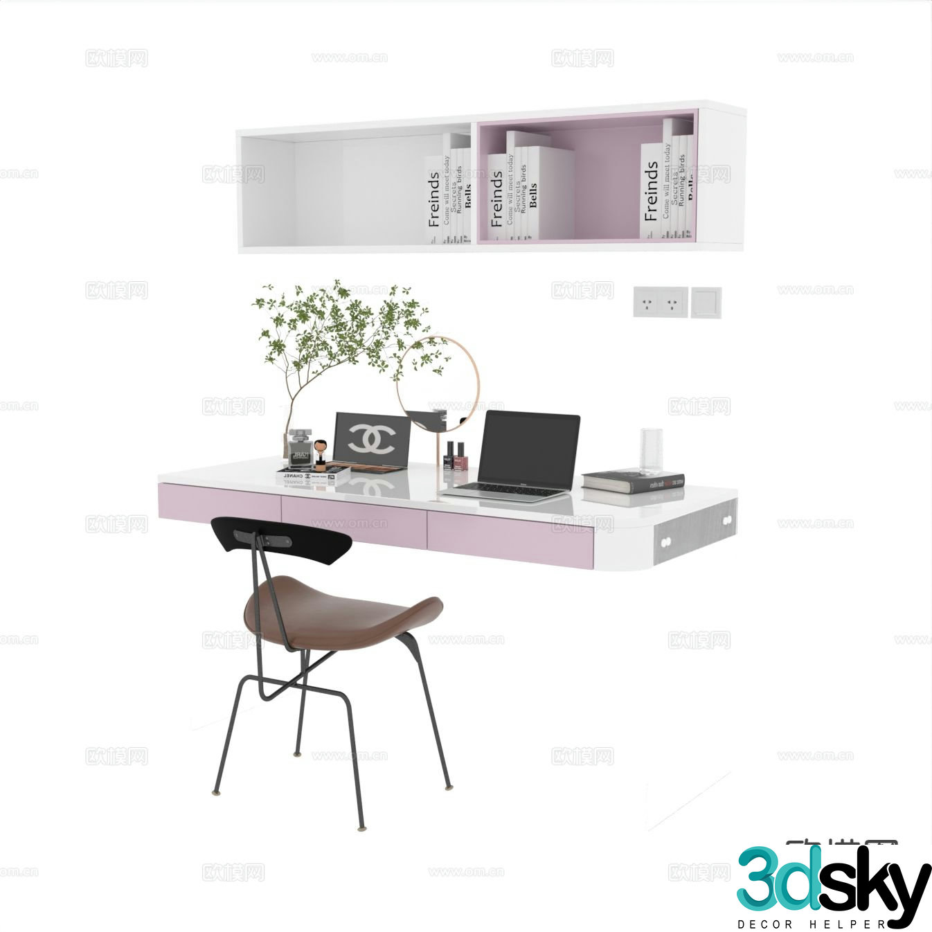 modern desk desk 3d model