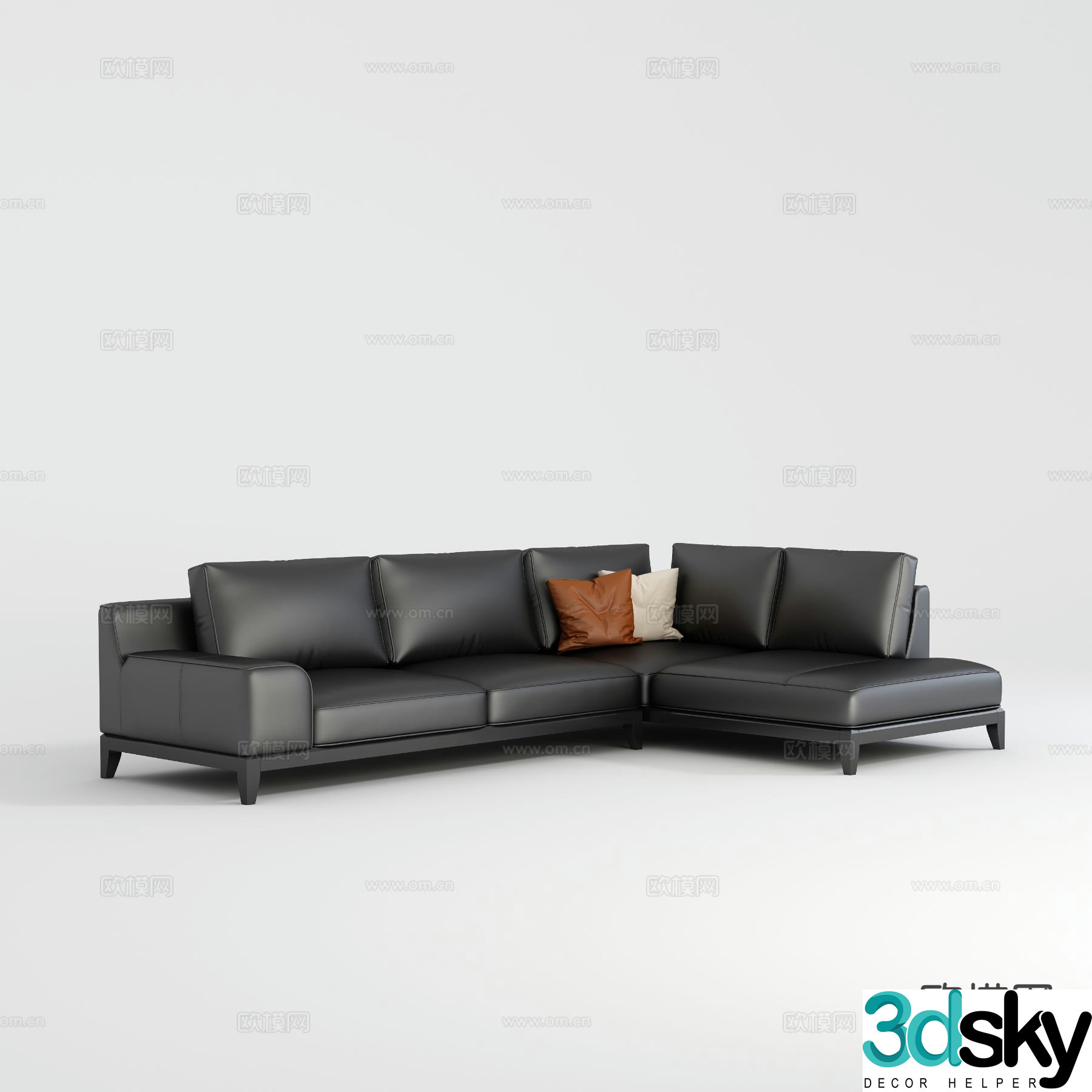 Italian corner sofa leather sofa 3d model